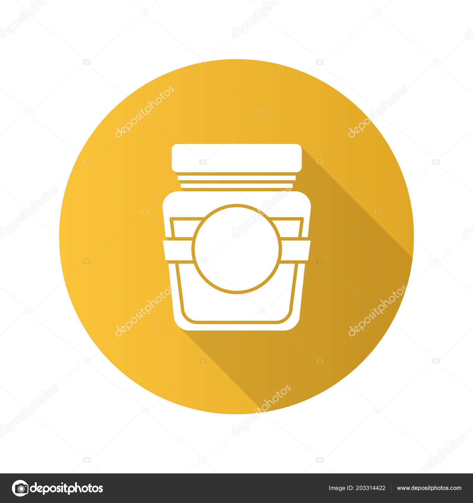 Glass Jar Blank Label Flat Design Long Shadow Glyph Icon