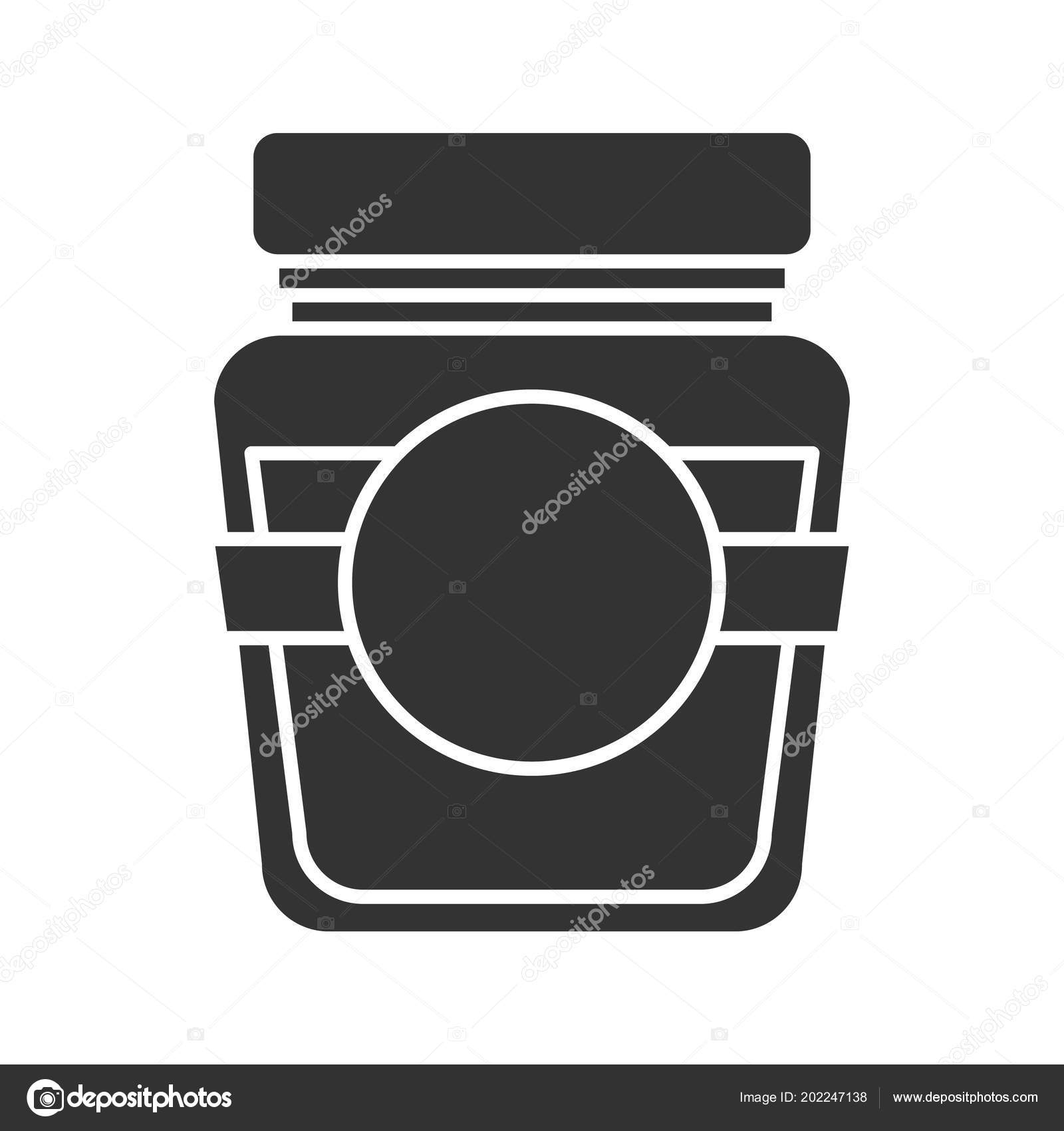 Glass Jar Blank Label Glyph Icon Silhouette Symbol Negative