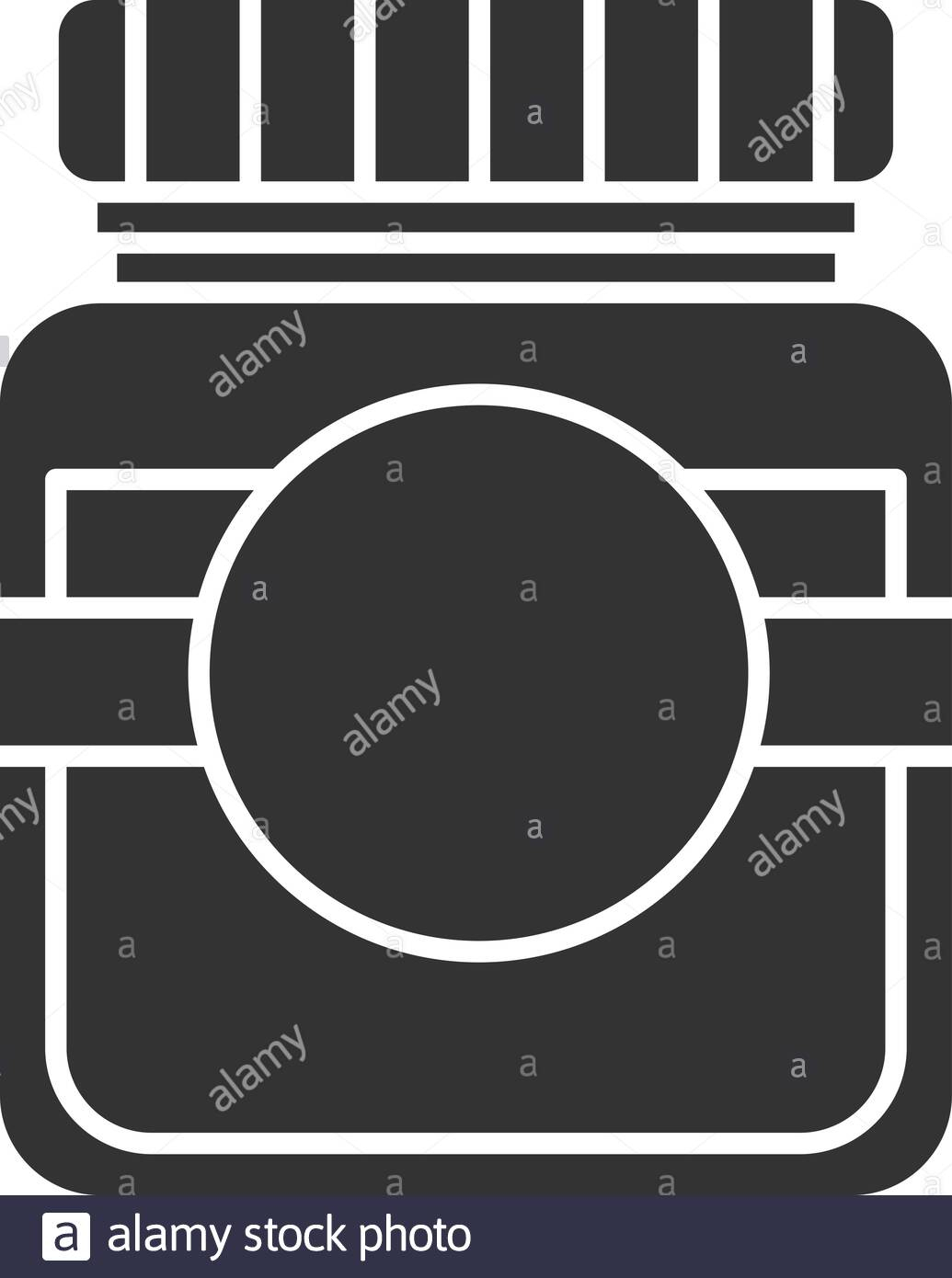 Glass Jar With Blank Label Glyph Icon. Silhouette Symbol
