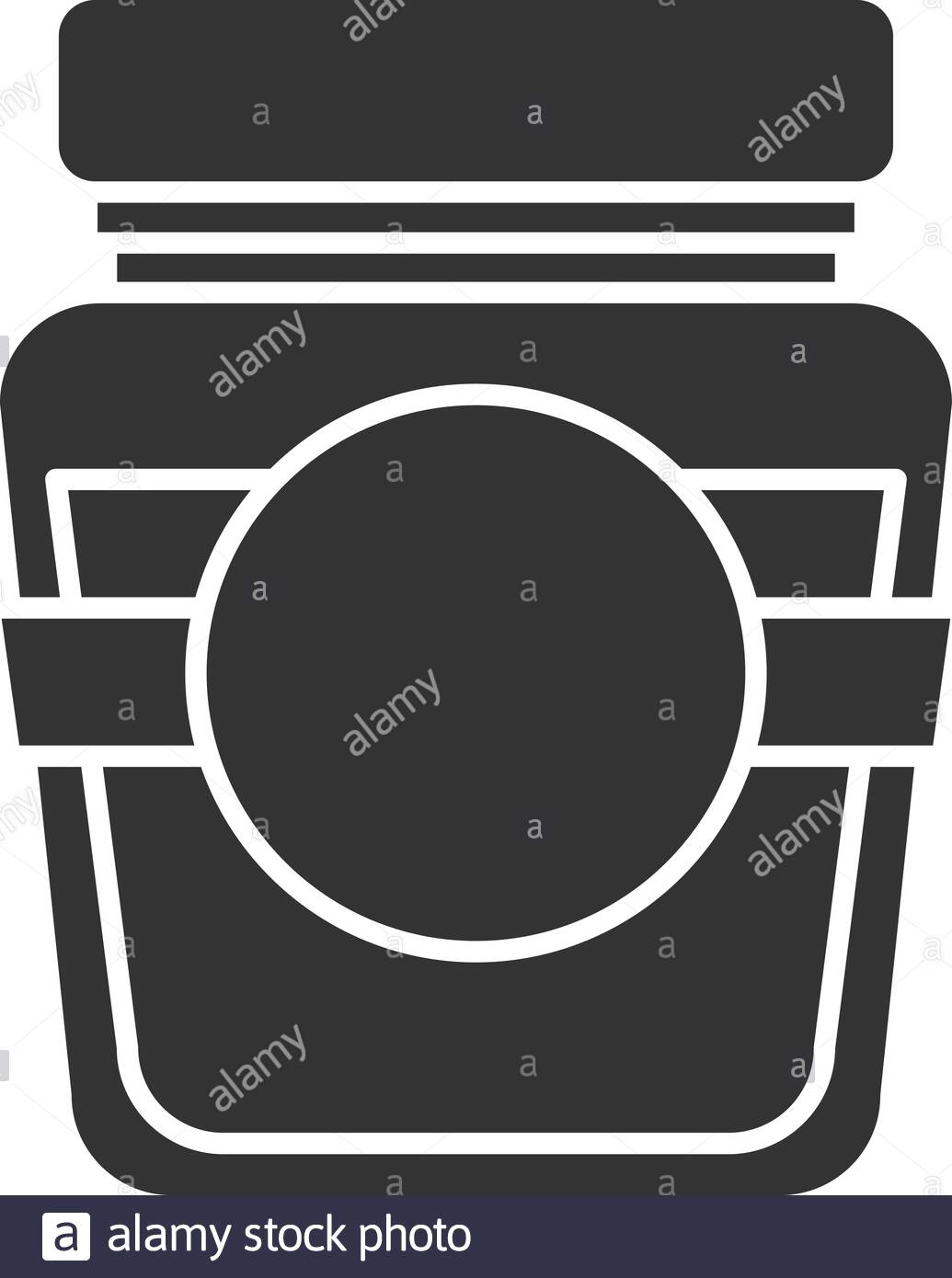 Glass Jar With Blank Label Glyph Icon. Silhouette Symbol