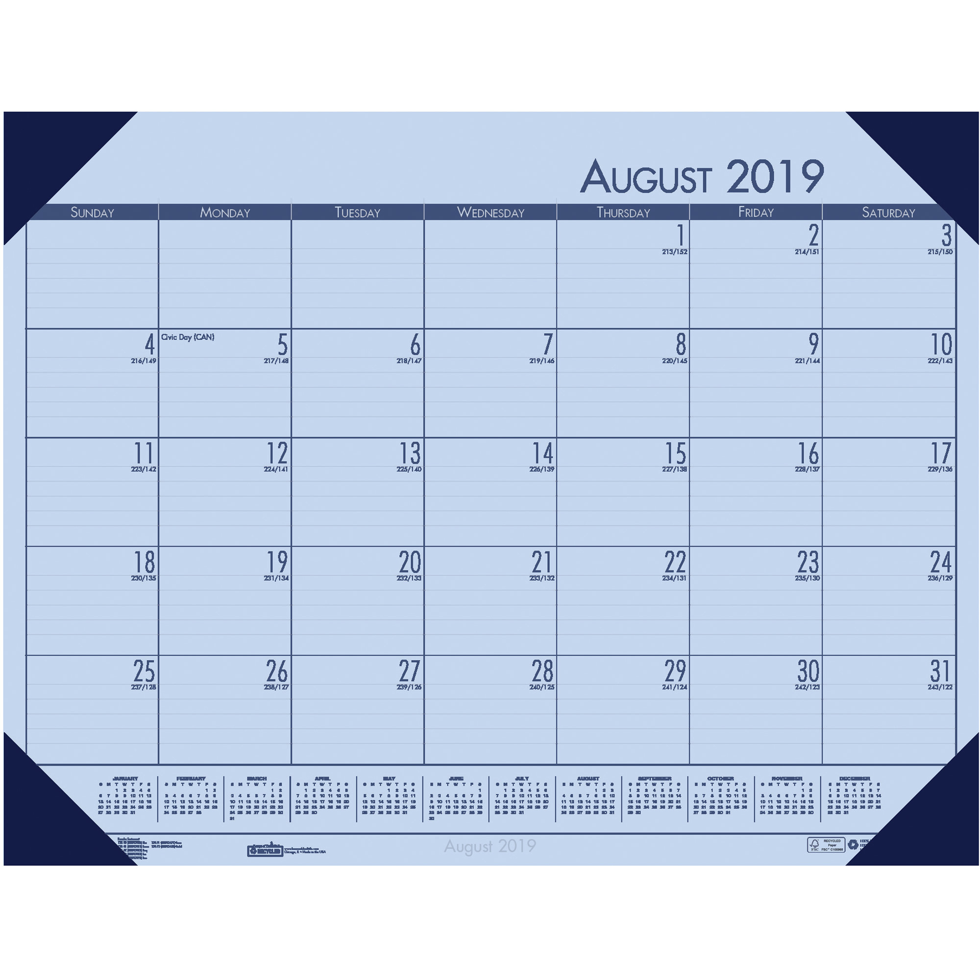 House Of Doolittle Compact Academic Desk Pad - Academic - Daily, Weekly,  Monthly, Yearly - 1 Year - August 2019 Till July 2020 - 1 Month Single Page