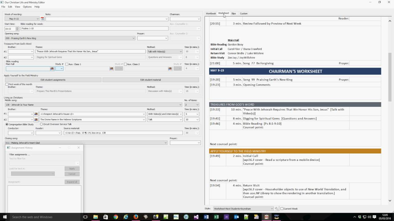 How To Print Worksheets In Meeting Schedule Assistant - Youtube