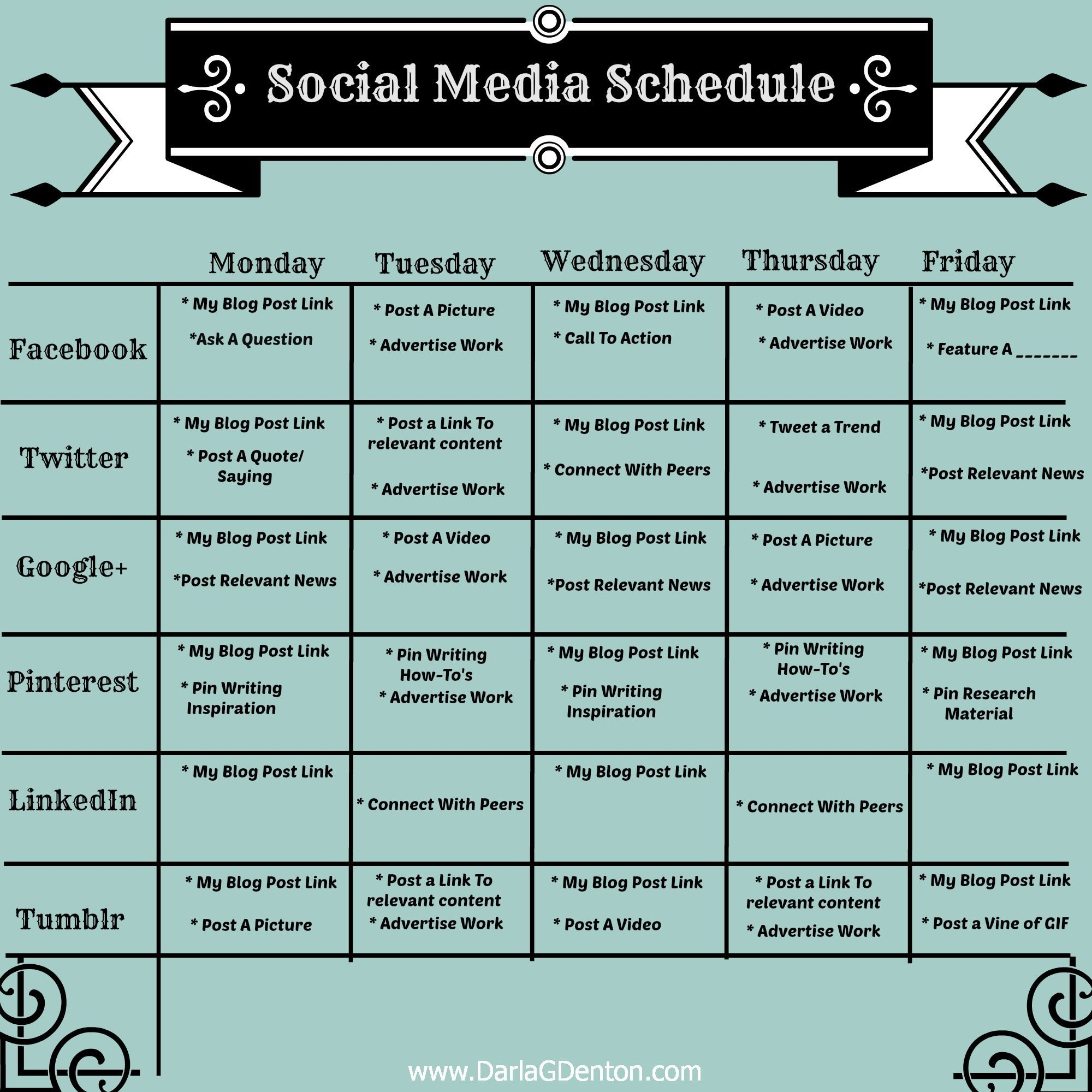 Image Result For Social Media Post Schedule | Social Media