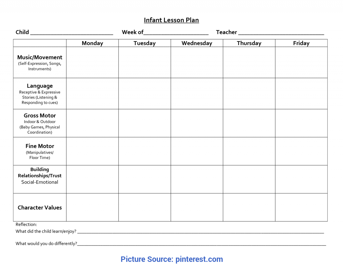 Interesting Daycare Lesson Plan Template Pdf Infant Blank