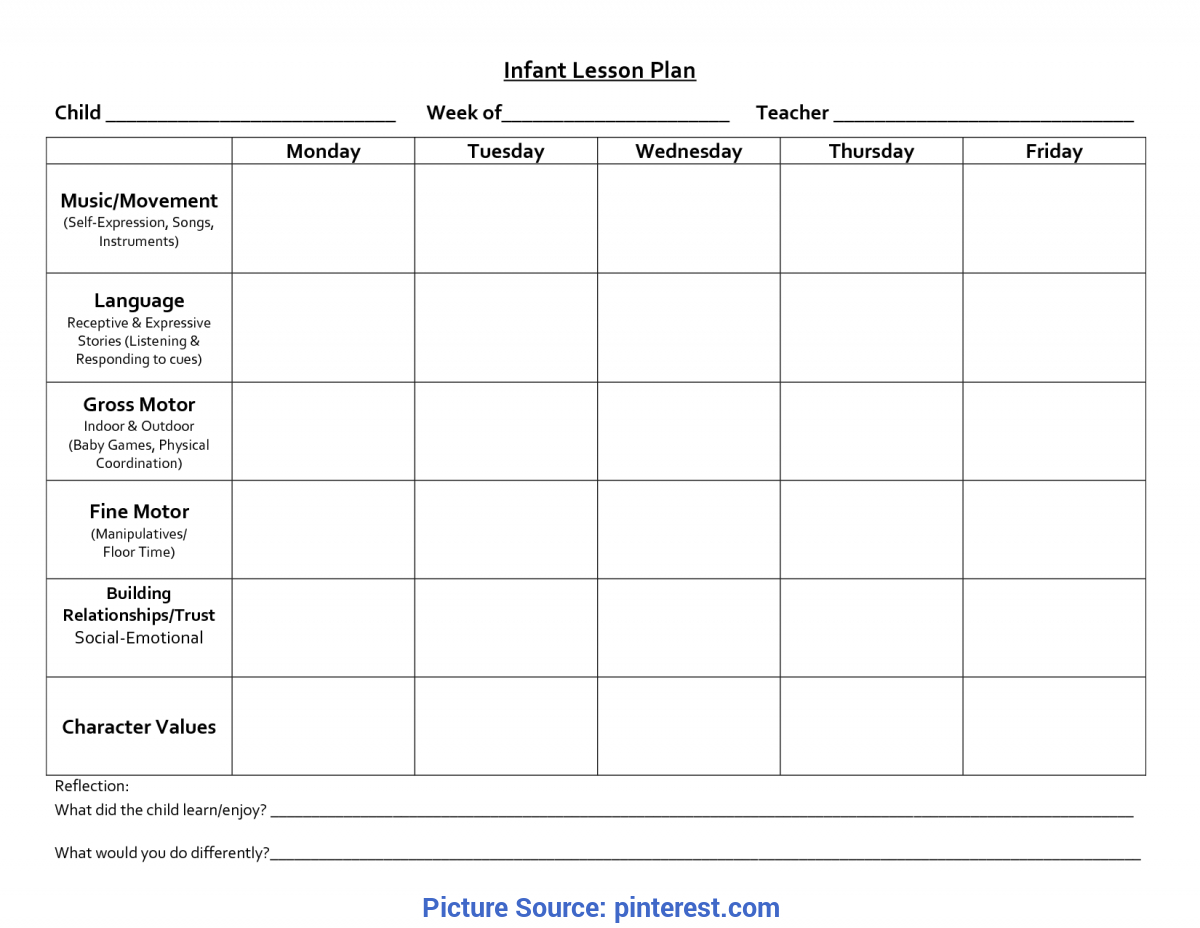 Daycare Weekly Lesson Plan Template Example Calendar Printable