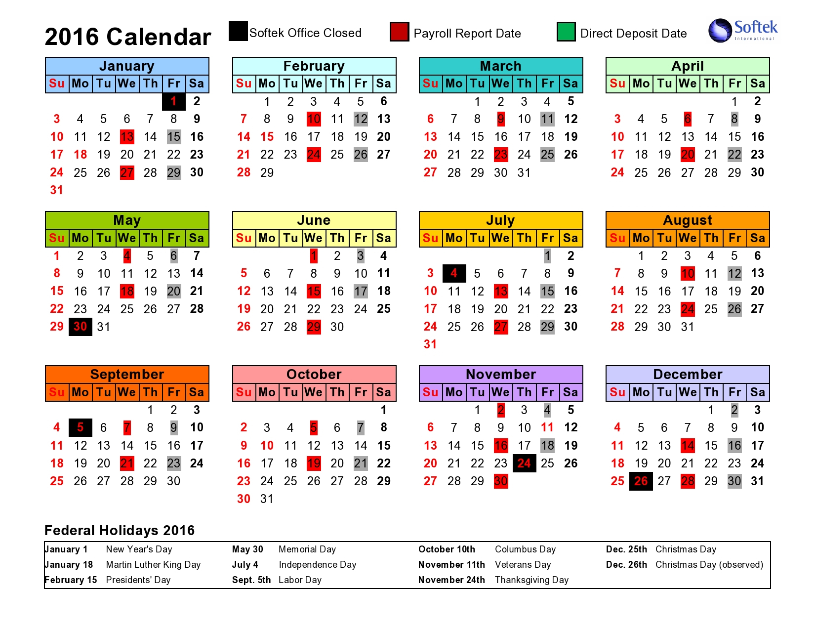 Intuit Payroll Holiday Calendar 2020 | Payroll Calendar 2020