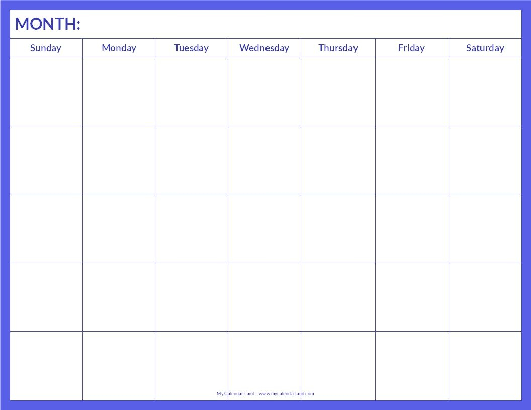 Blank Calendar Page Monday To Friday