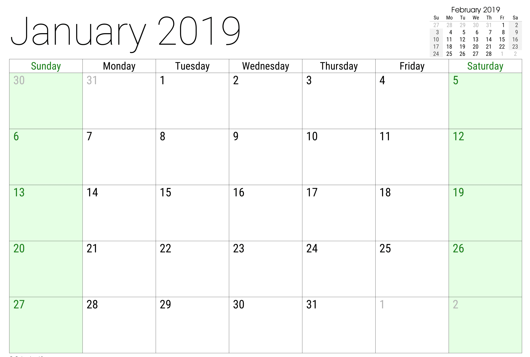 January 2019 Google Sheet Calendar | 2019 Calendar, Calendar