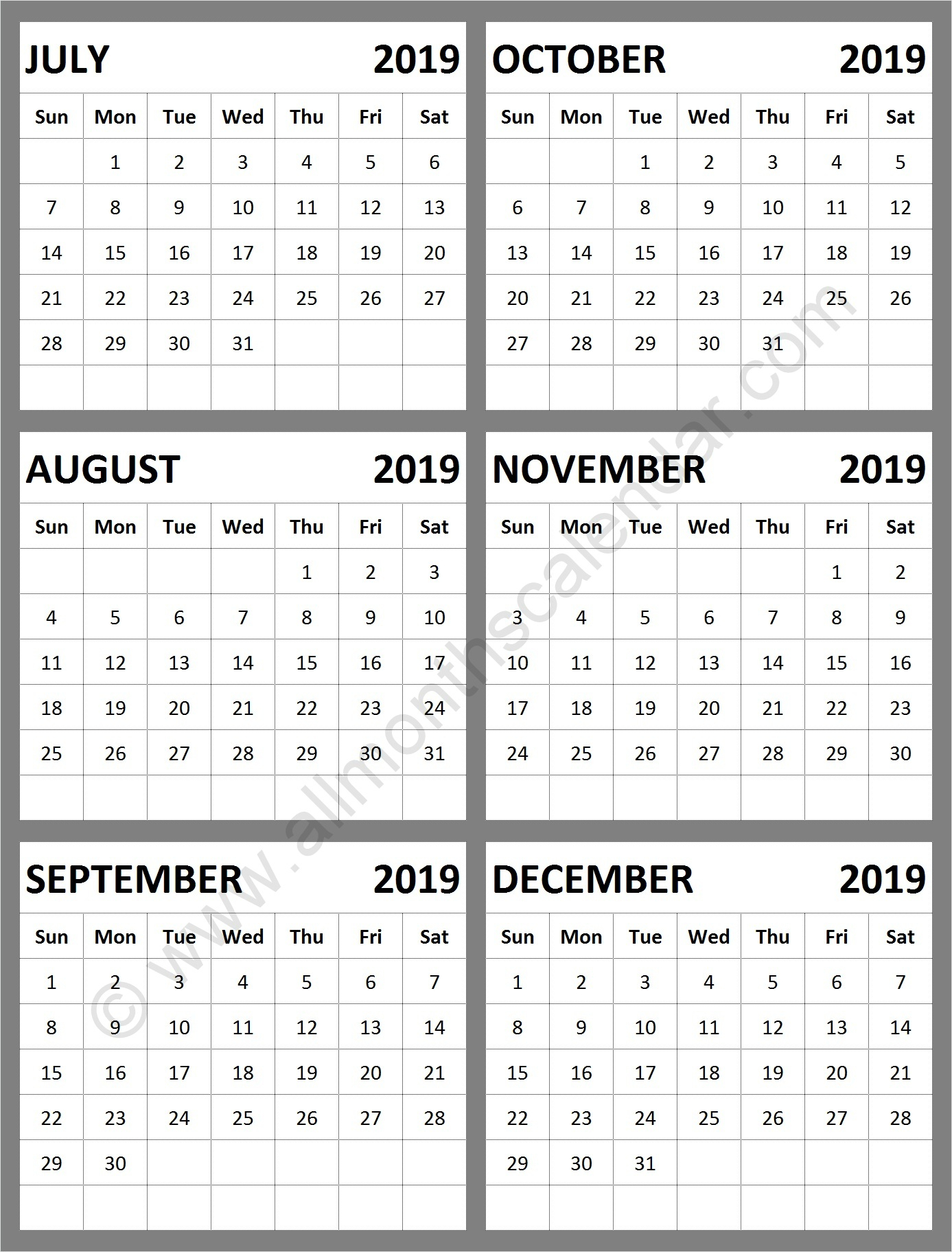July August September October November December 2019