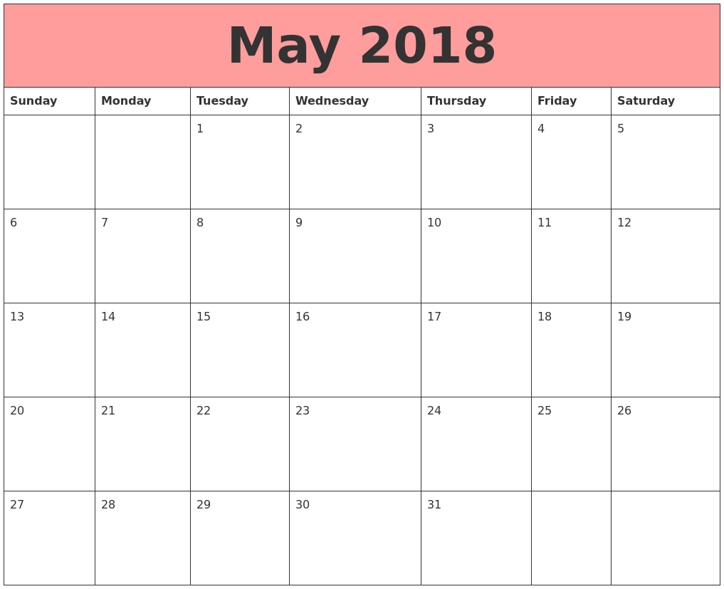 June 2018 Calendar Printable Usa