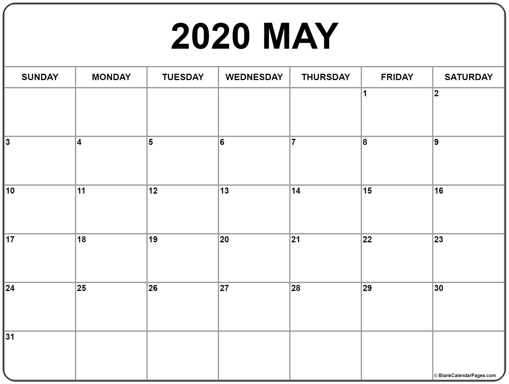 May 2020 Calendar | Free Printable Monthly Calendars-Blank 2