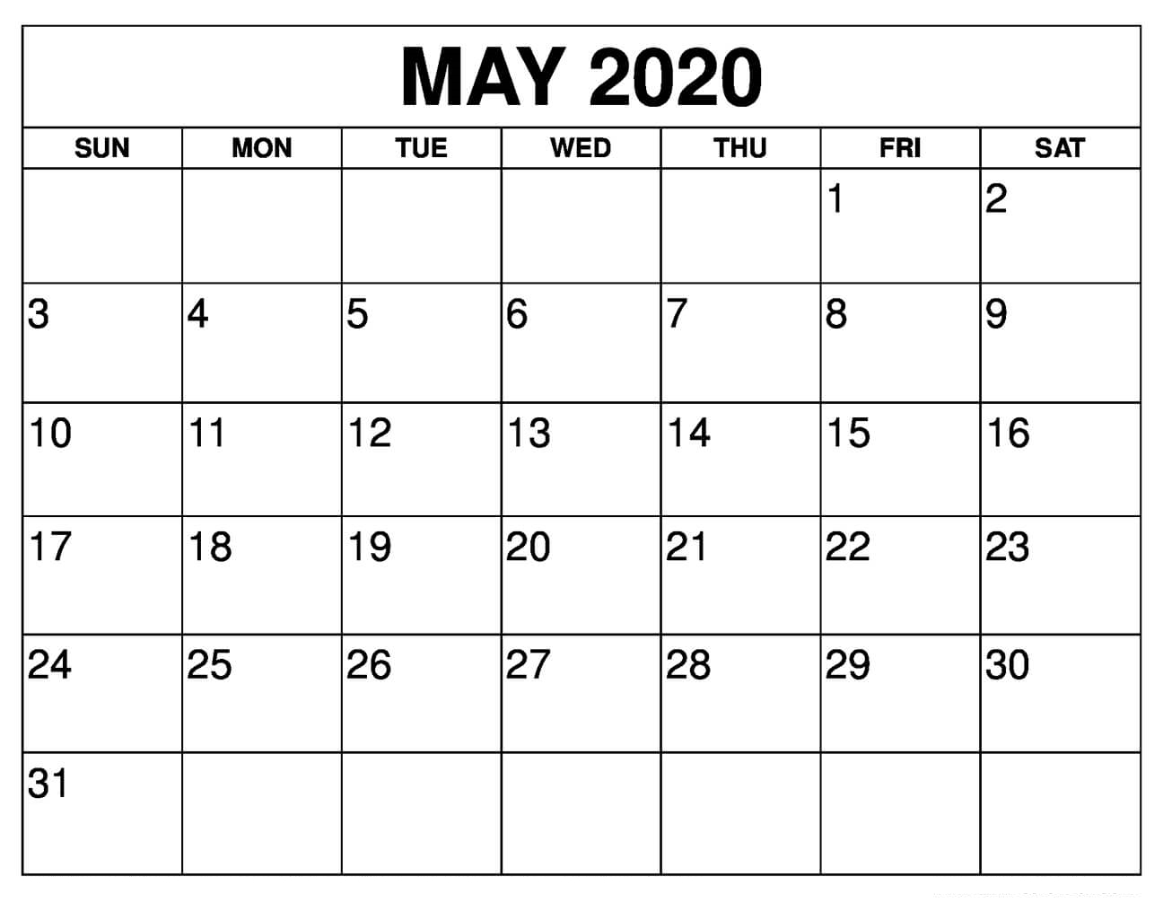 May 2020 Calendar Printable With Holidays Usa | 12 Month