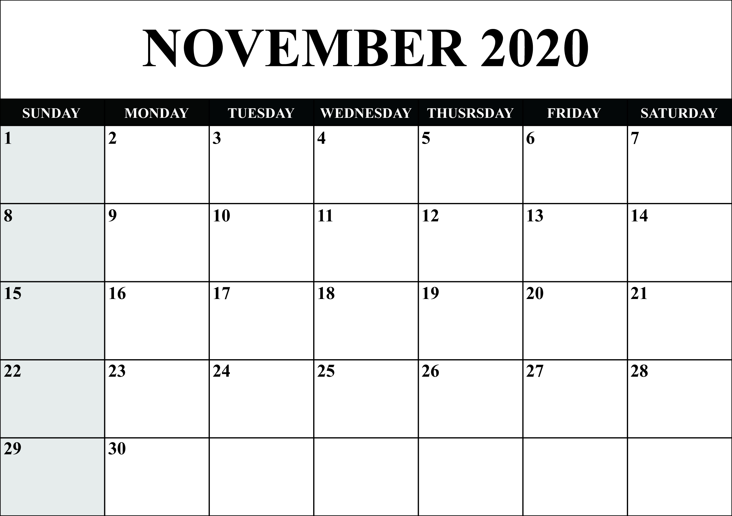 Microsoft Word Calendar 2020 Template | Monthly Printable
