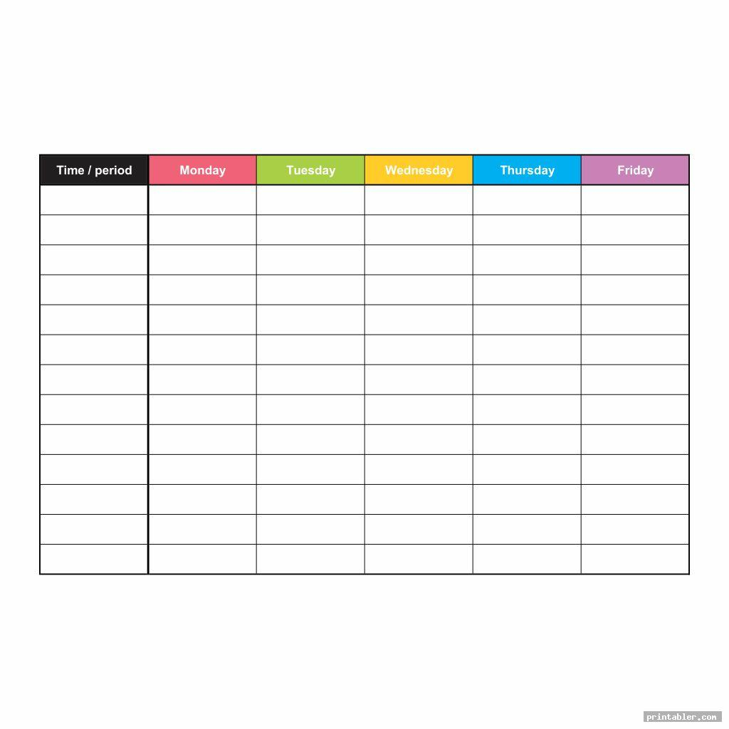 Printable Monday Thru Friday