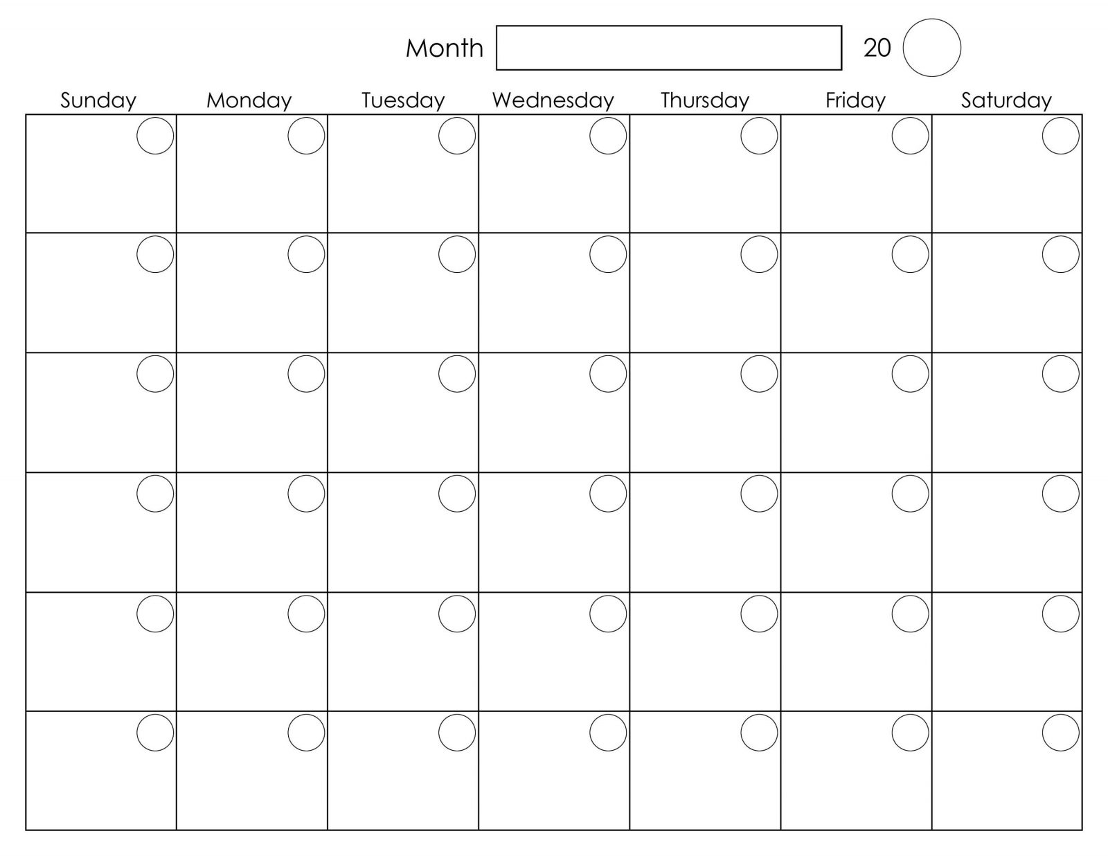 Monday To Friday Monthly Calendar Template | Monthly