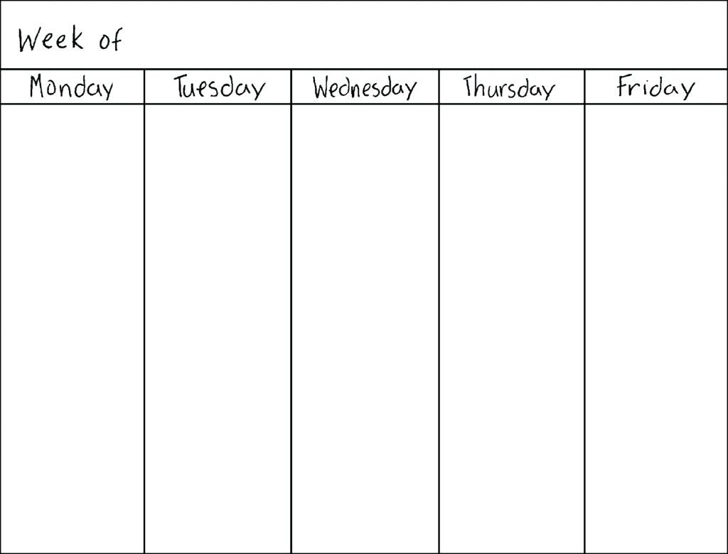 Monday To Friday Schedule Printable - Calendar Inspiration