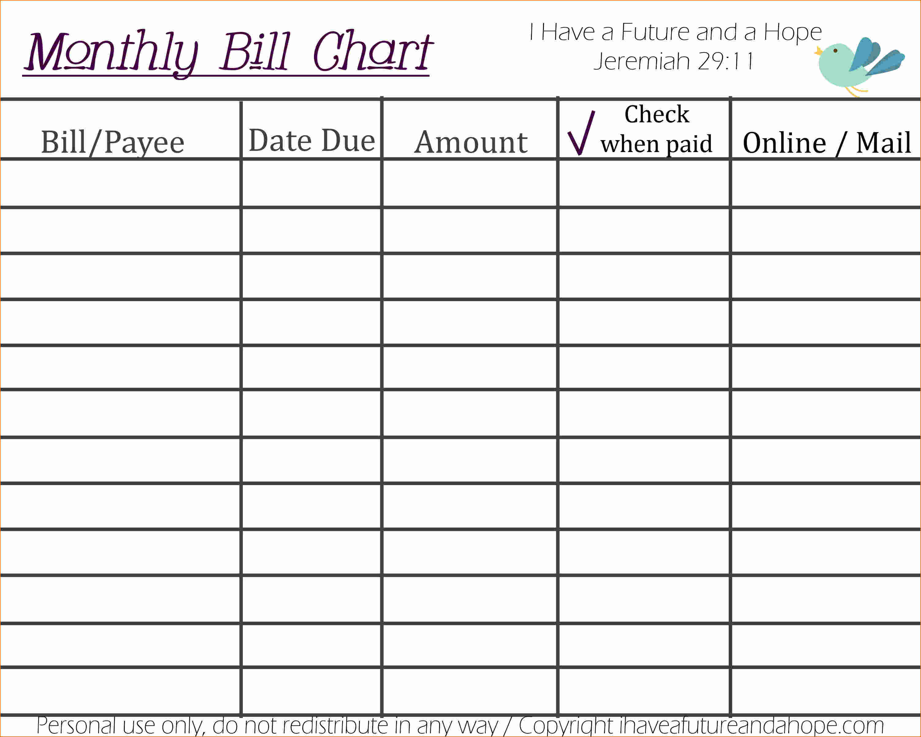 Monthly Bill Spreadsheet Template Free - Colona.rsd7