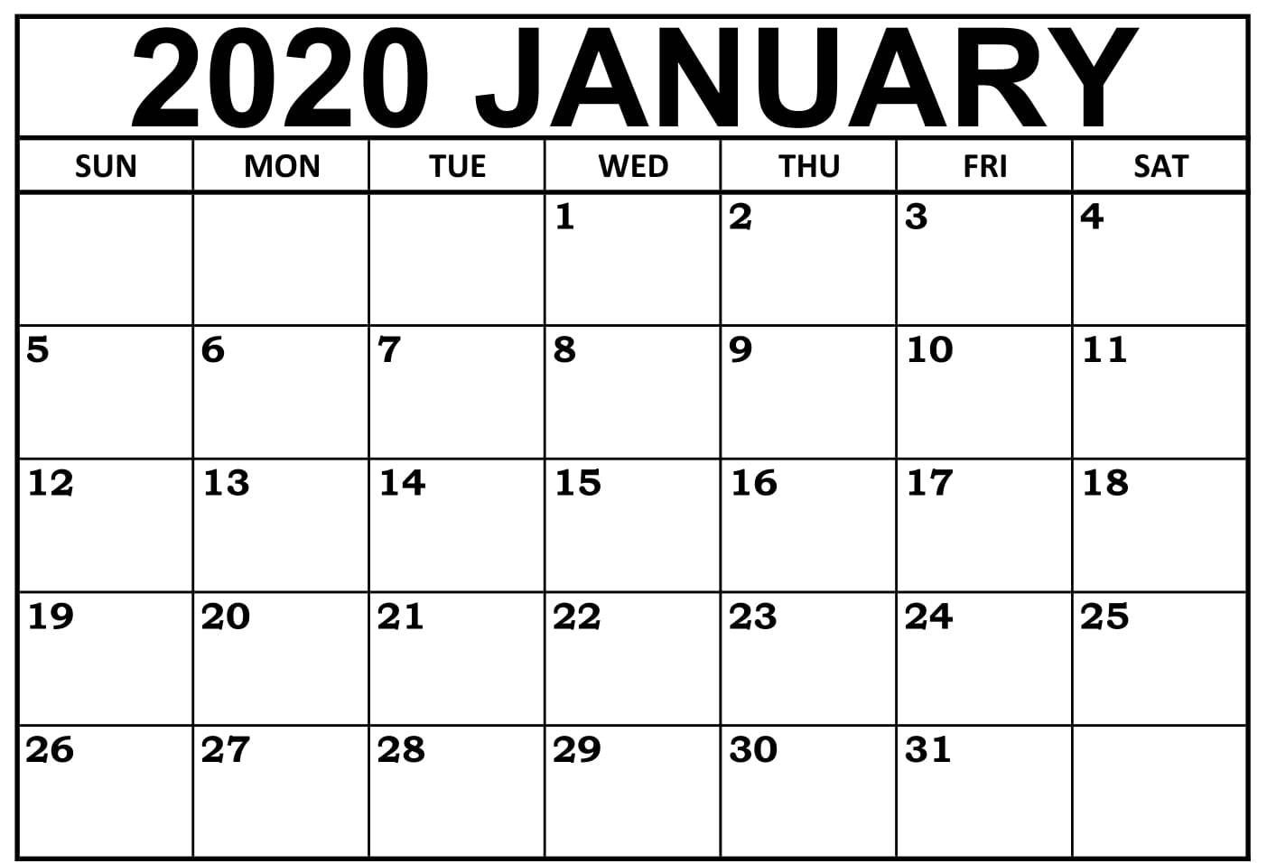 Monthly Calendar Template January 2020 #january #january2020