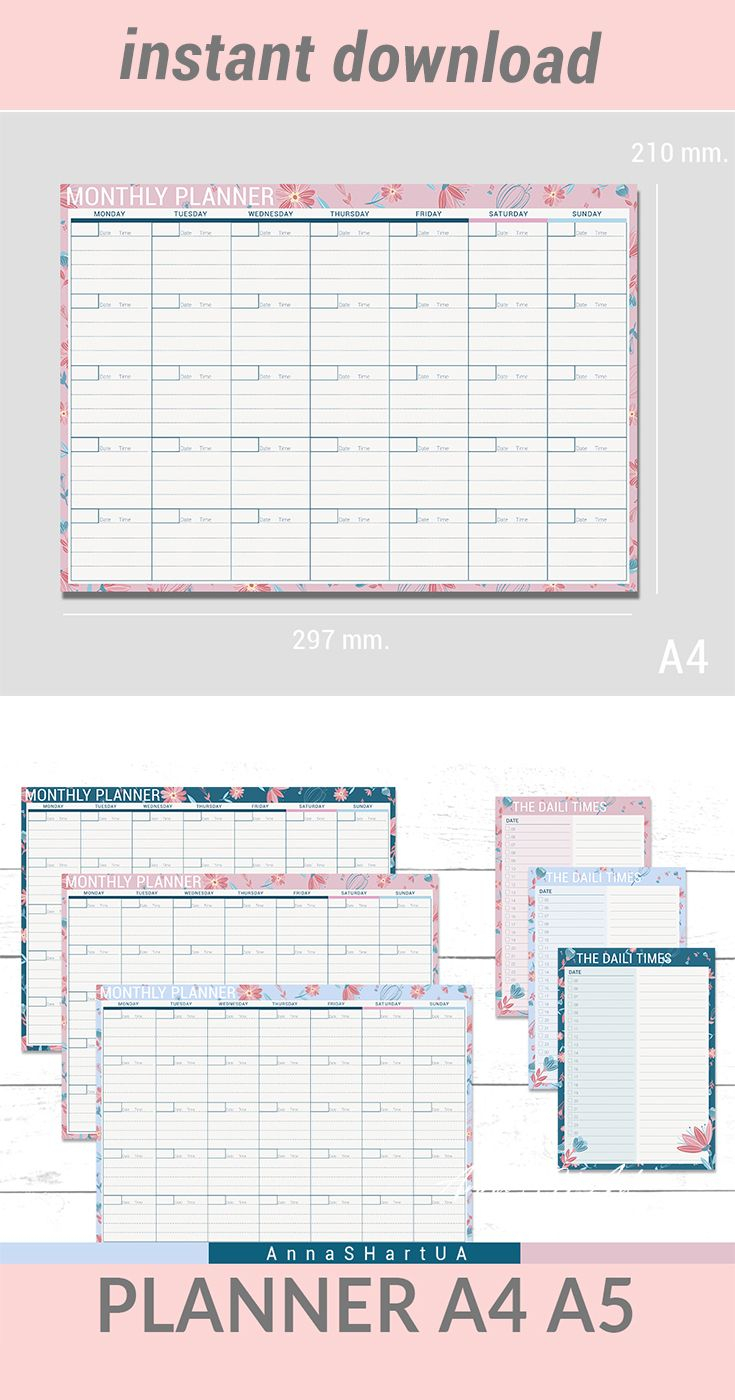 Monthly Planner Notebook Monthly Planner А4 Monthly Planner