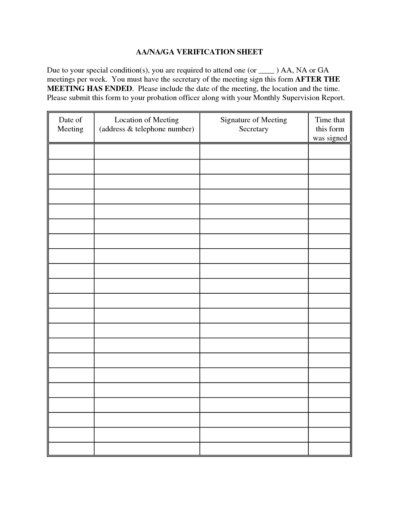 Na Sign Sheet | Sample Mettings Sign In Template | Sign In