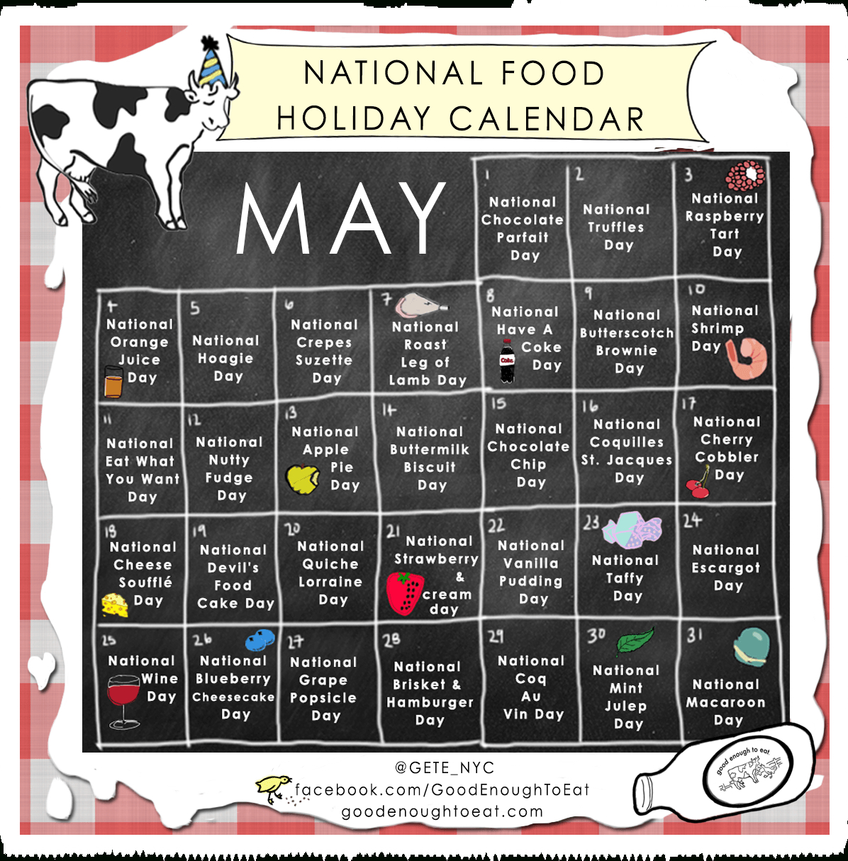 National Food Holidays 2024 Printable Carley Karlene