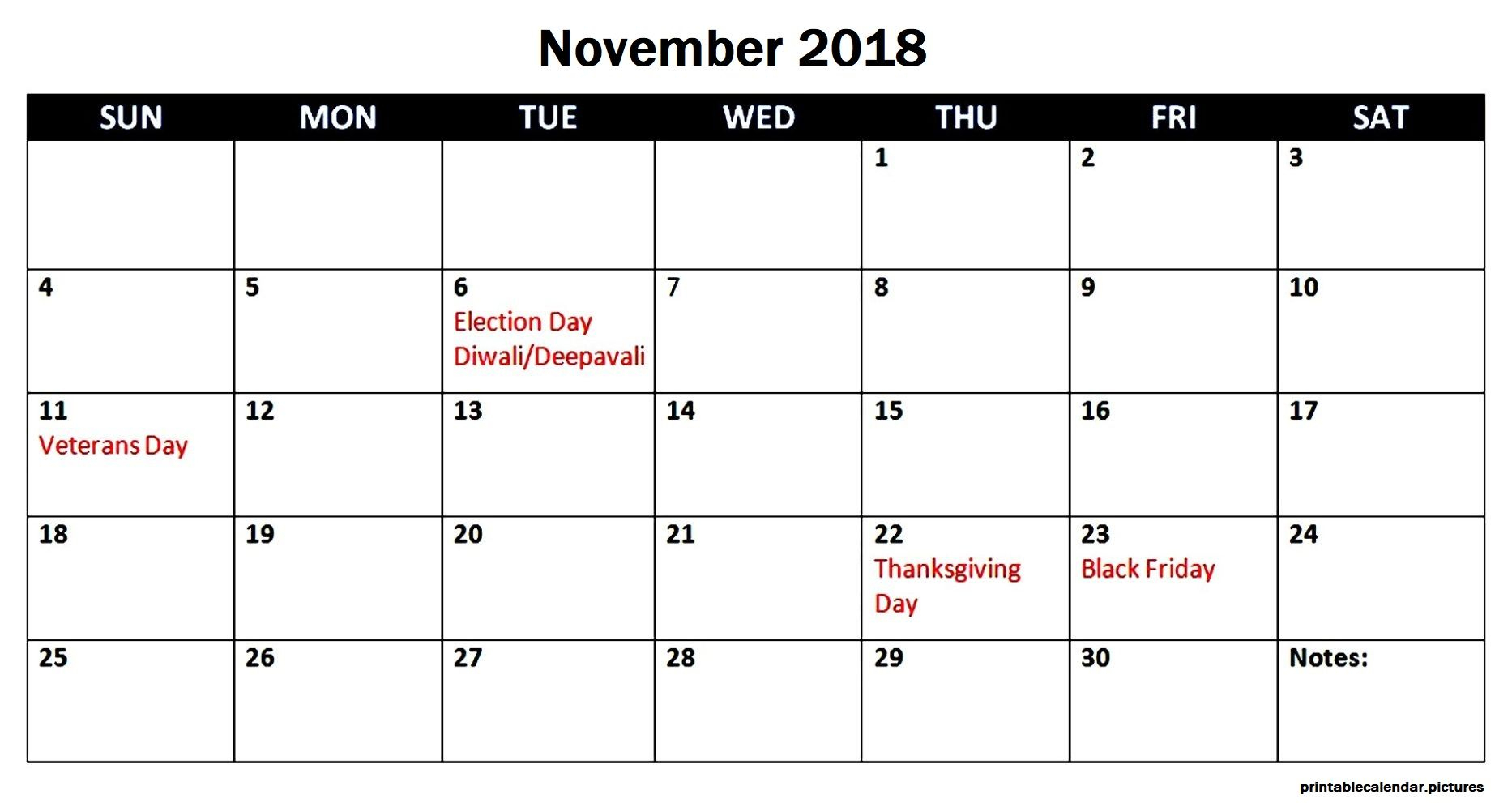 November 2018 Calendar Usa #calendar #november | Holiday