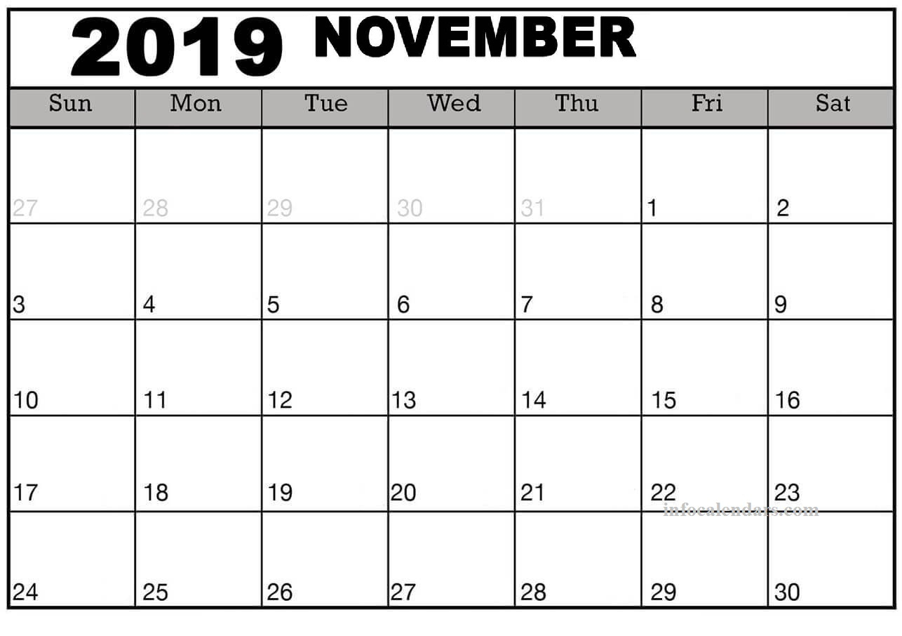 November 2019 Printable Calendar With Time Slots