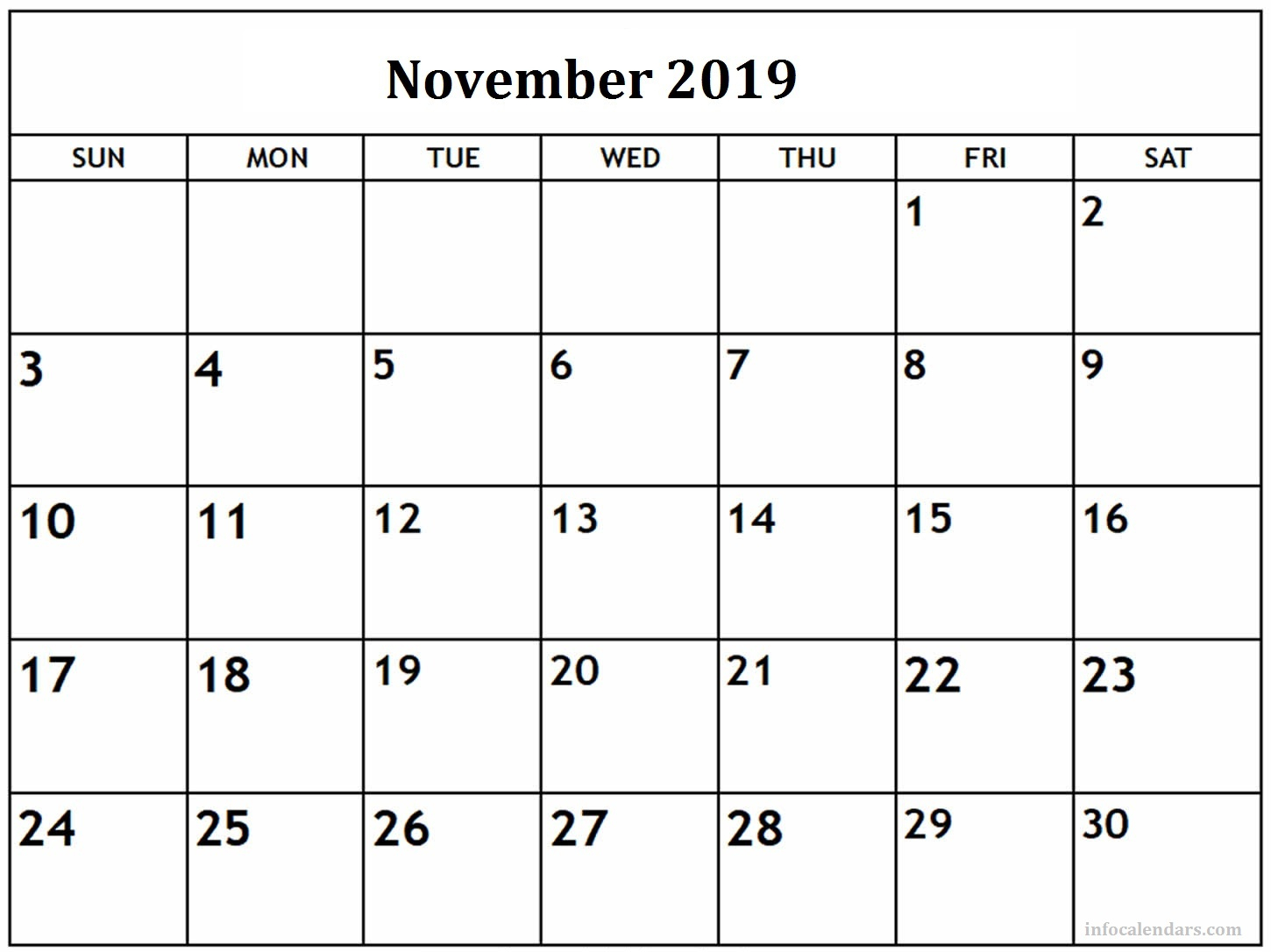 November 2019 Printable Calendar With Time Slots