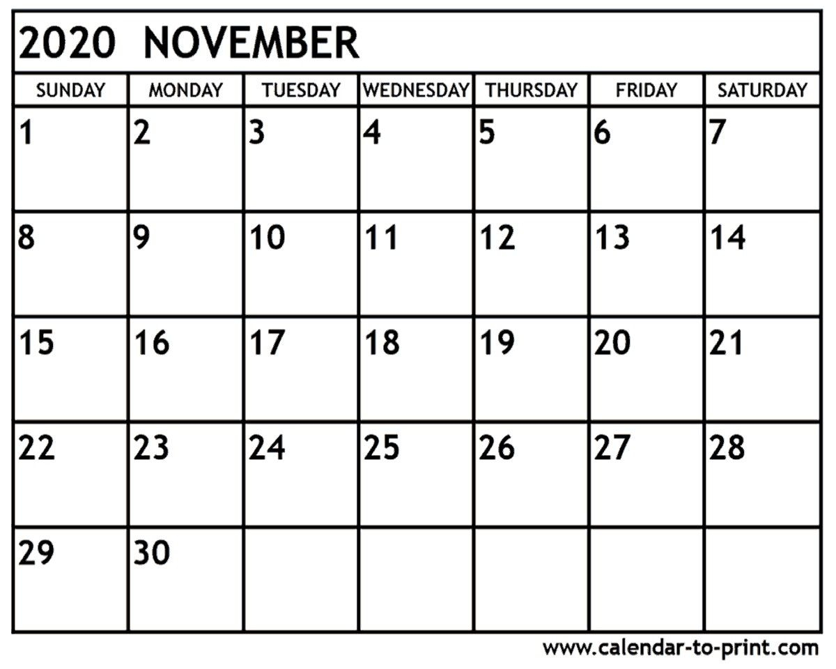 November 2020 Calendar Printable November 2020 Calendar Free