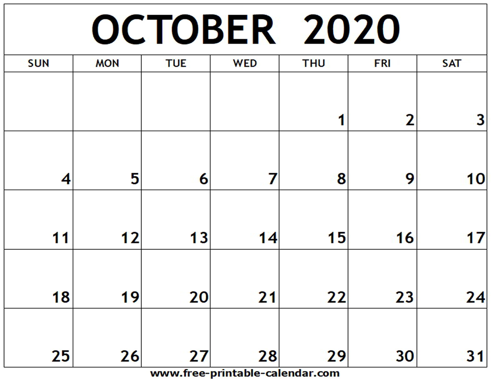 October 2020 Printable Calendar Pdf - Zohre.horizonconsulting.co