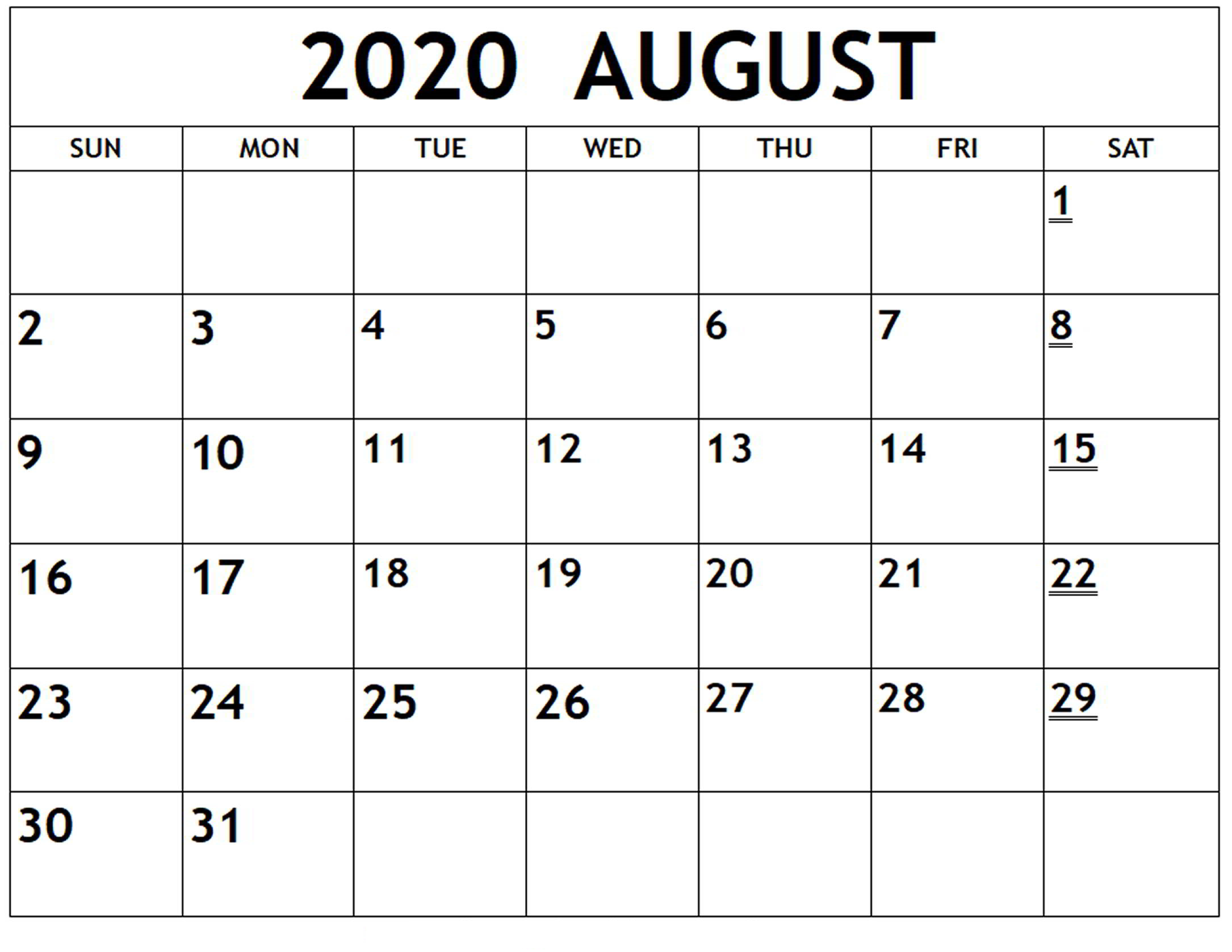 Online August 2020 Calendar Printable Usa School Holidays