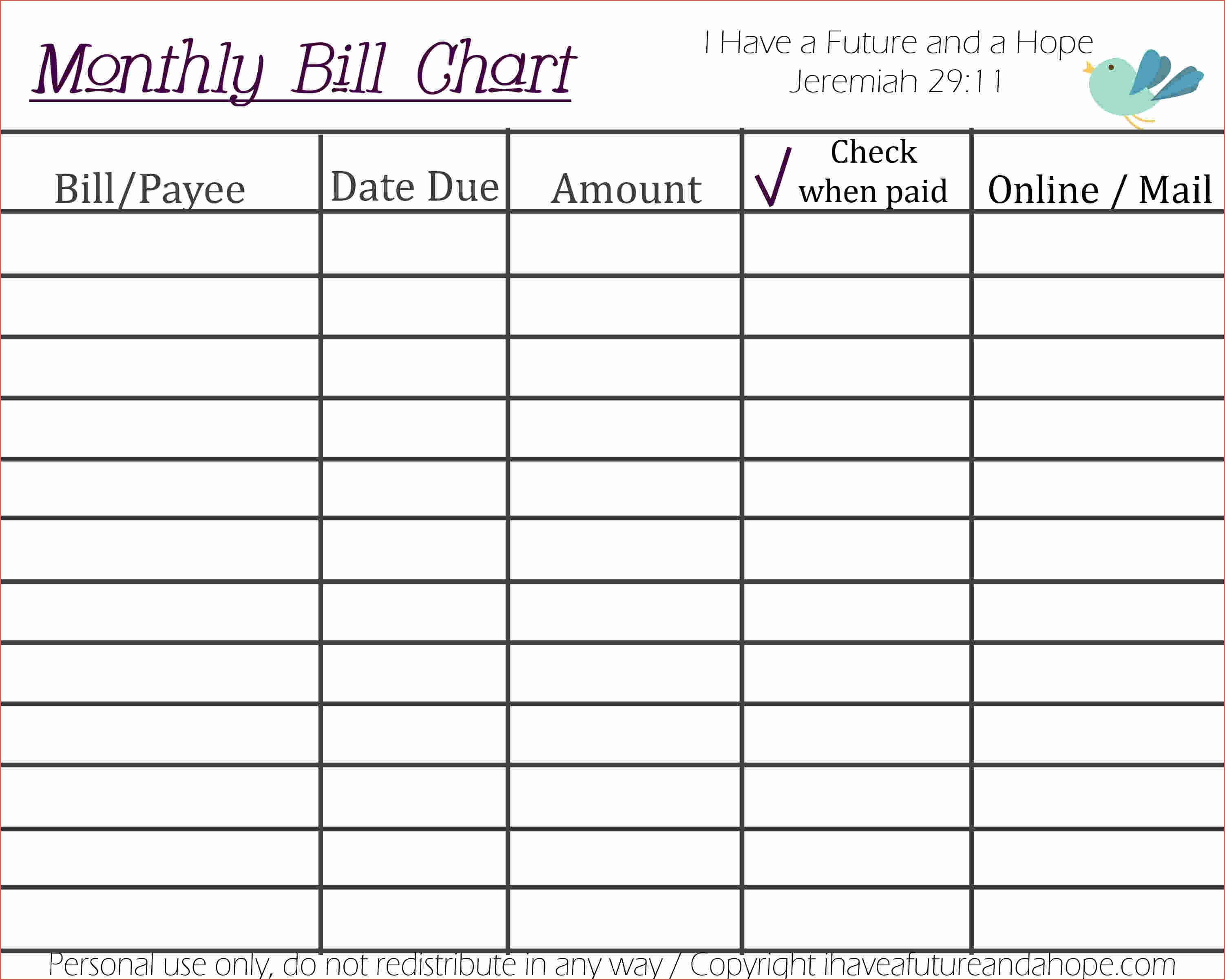 Blank Calendar 2020 Printable Monthly Payday Bills And Due Date