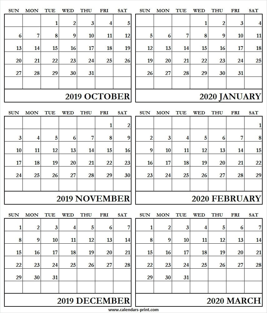 Print 6 Month Calendar 2020 | Example Calendar Printable-6