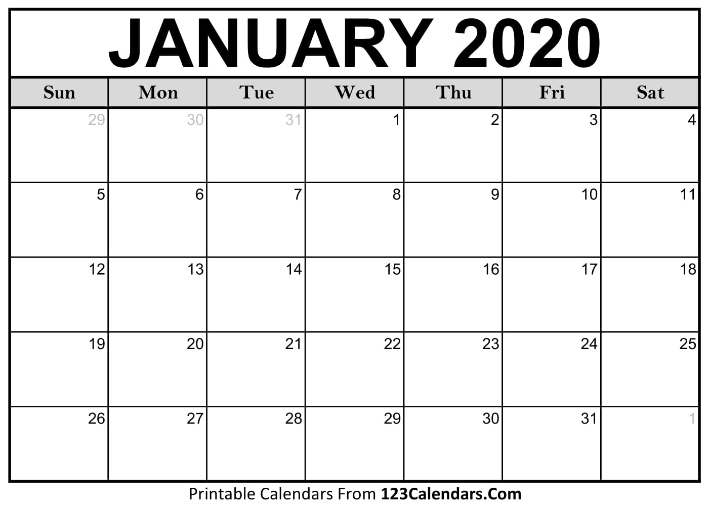 Print Jan 2020 Calendar - Tunu.redmini.co
