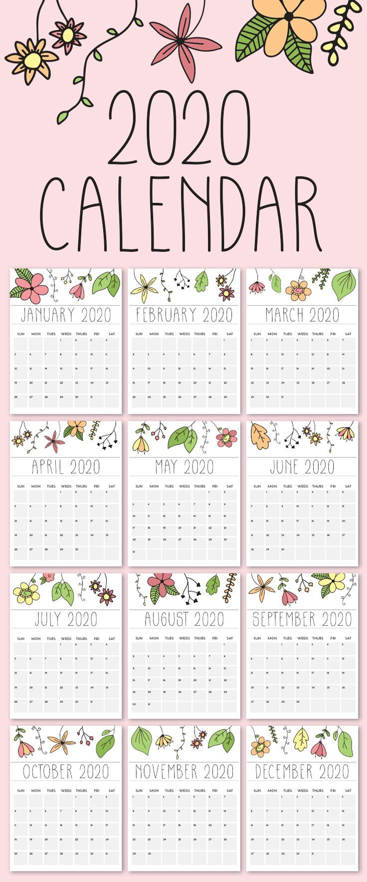 Printable 2020 Calendar | Calendar, Printable Calendar 2020