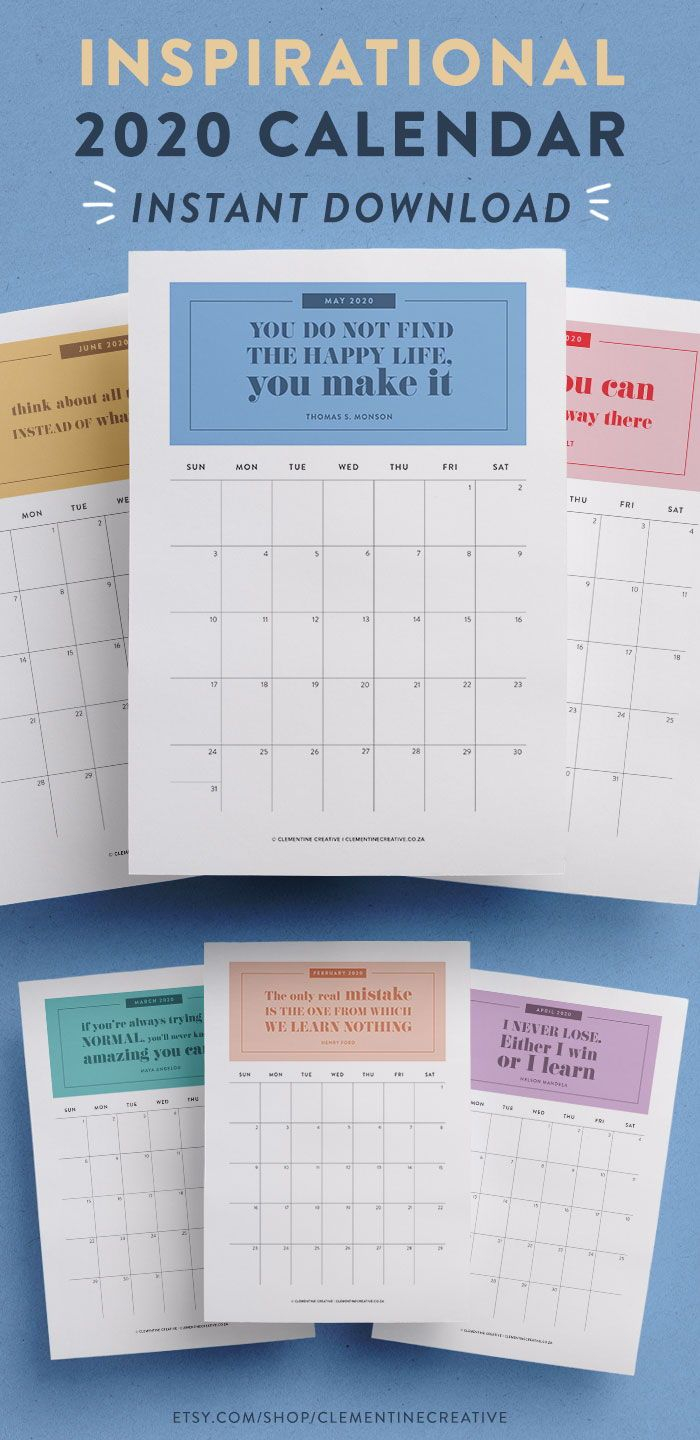 Printable 2020 Calendar Inspirational Quotes | Inspirational