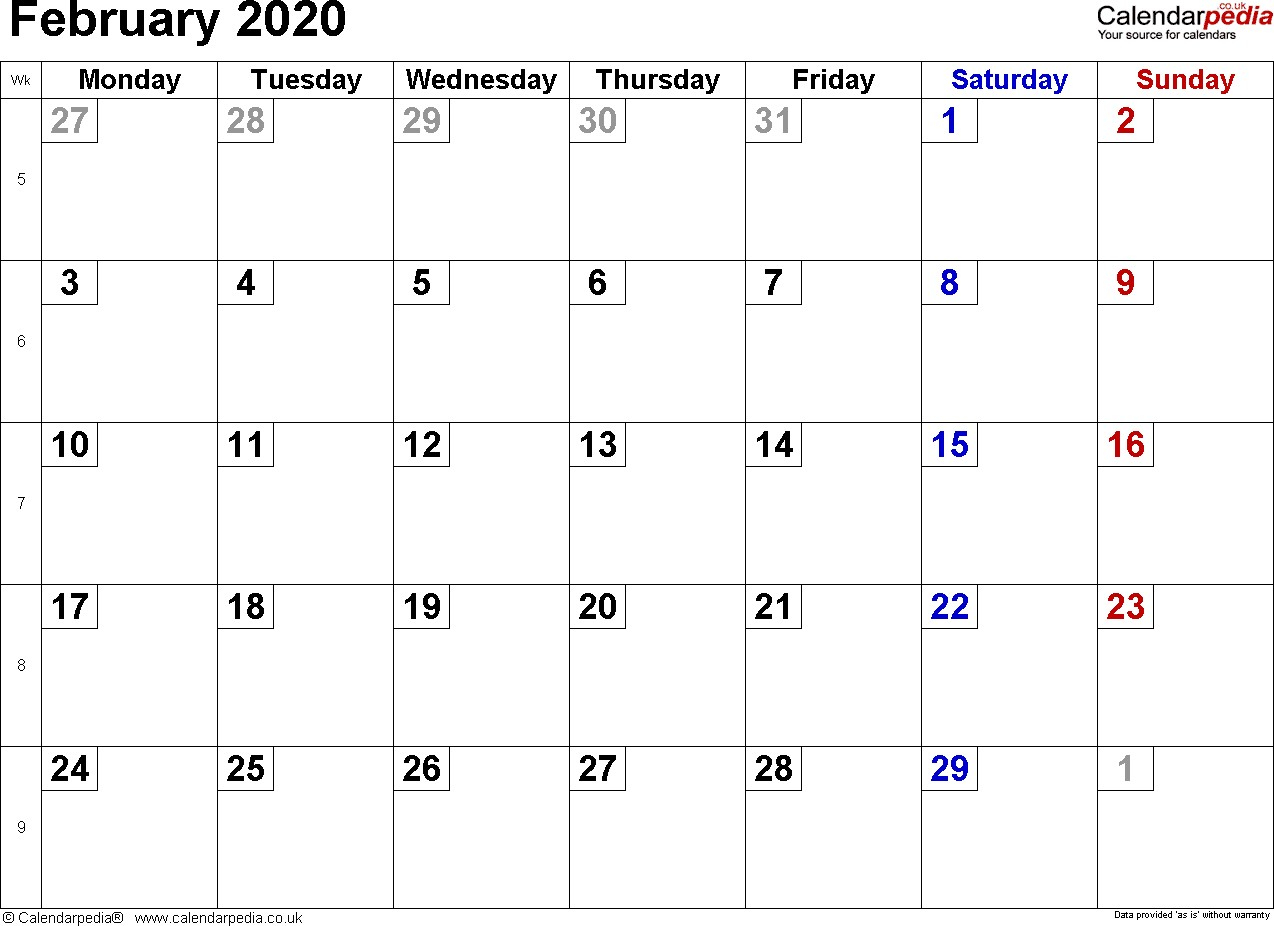 Printable 2020 February Calendar | Free Printable Calendar
