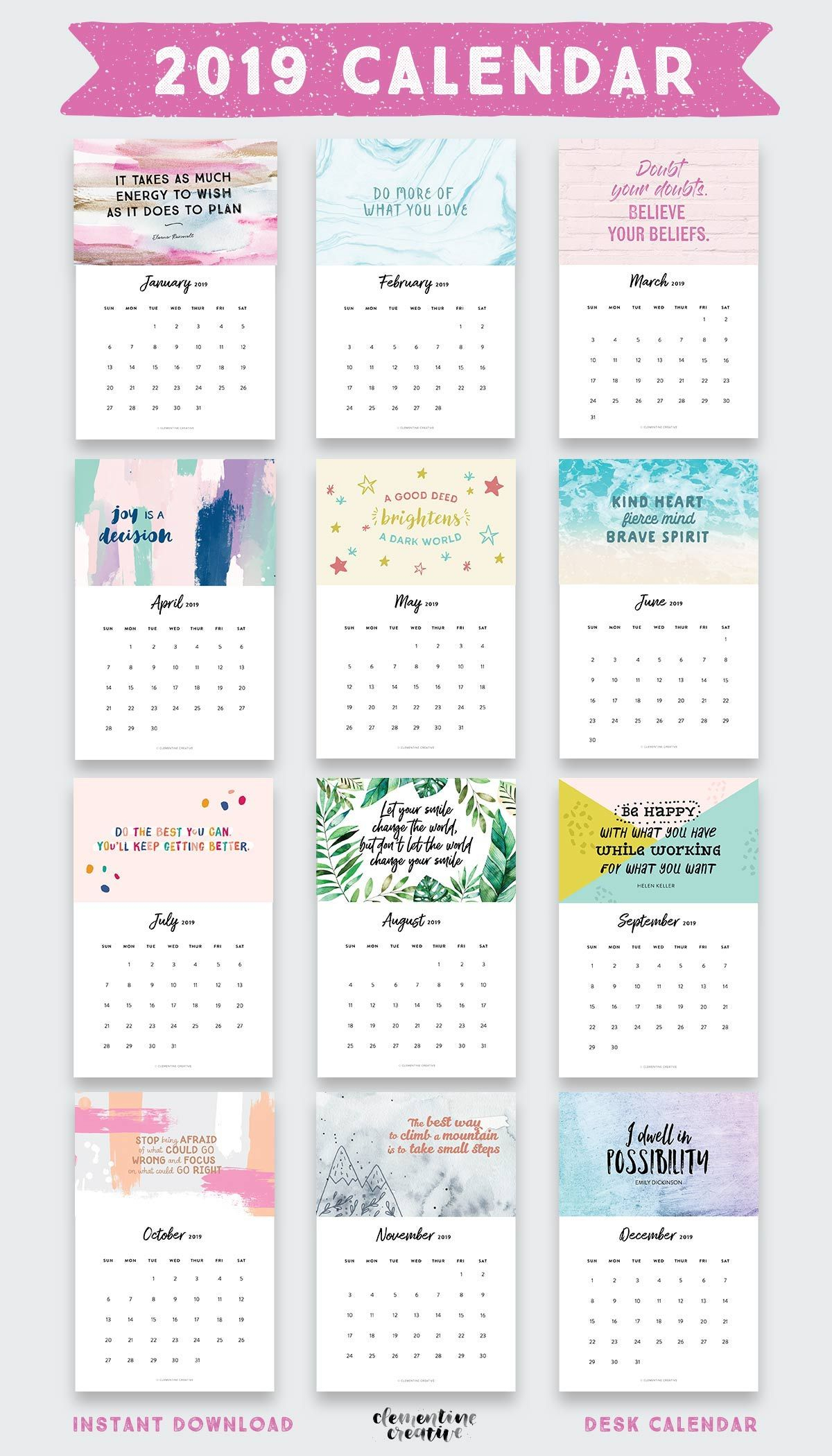 Printable 4X6 2020 Calendar