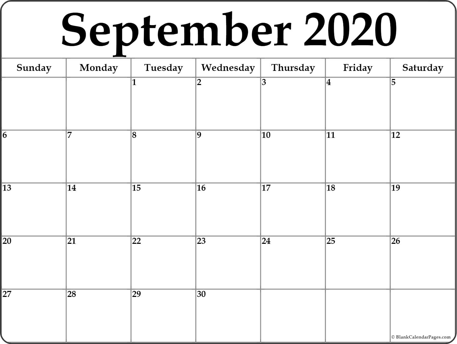 Printable 2020 Monthly Calendar Monday Start