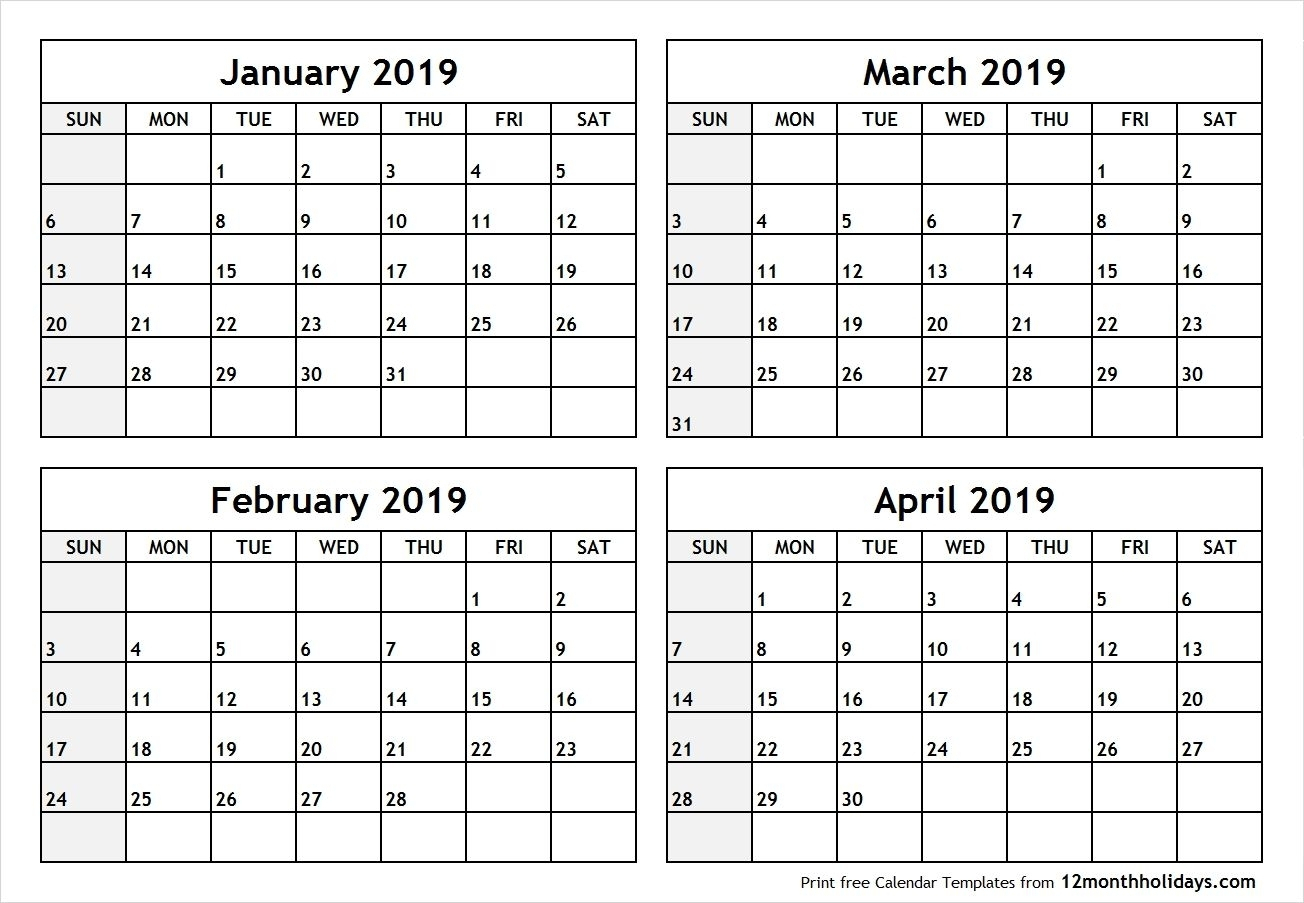 Printable 4 Month Calendar 2020