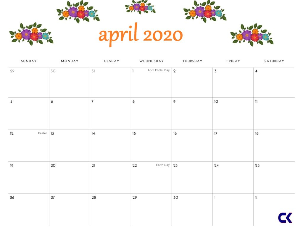 Printable April 2020 Calendar - Calendar-Kart