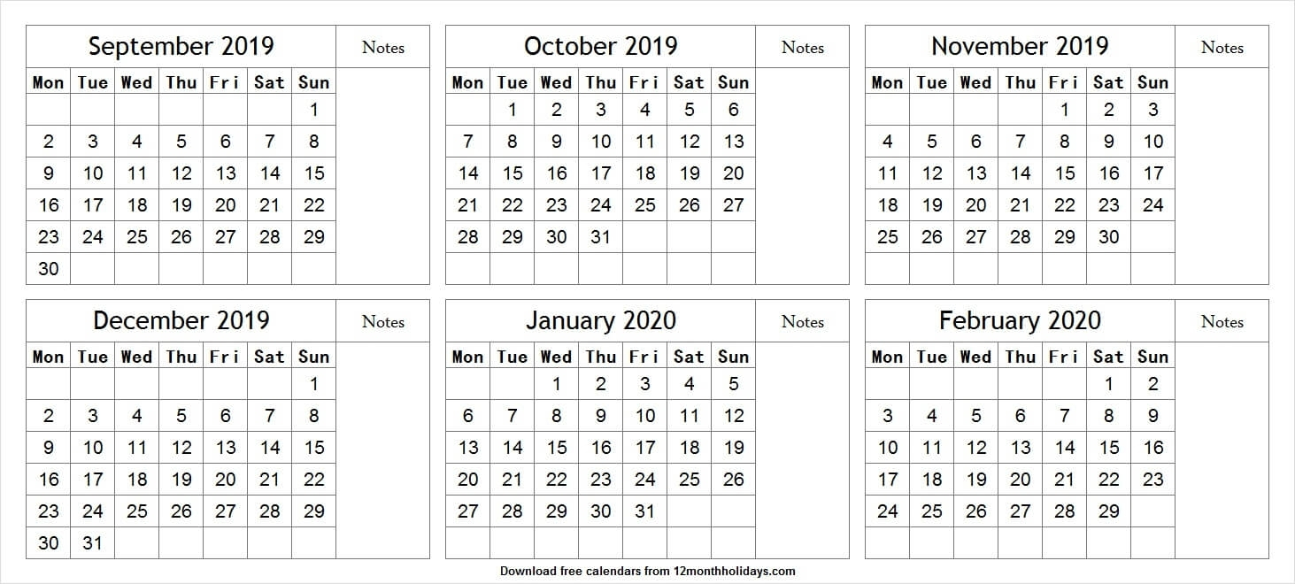 Printable Calendar 6 Month 2020 | Monthly Printable Calender