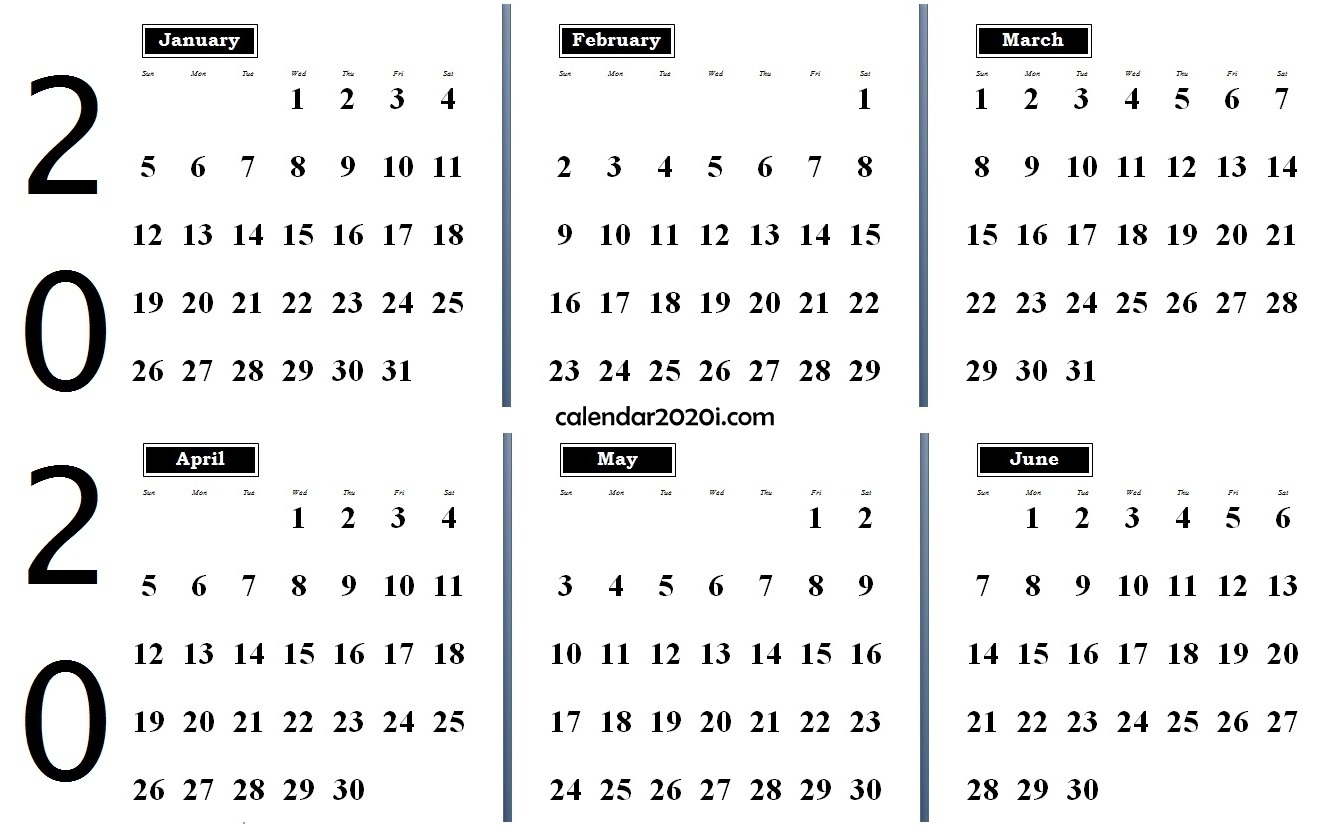 Printable Calendar 6 Month 2020 | Monthly Printable Calender