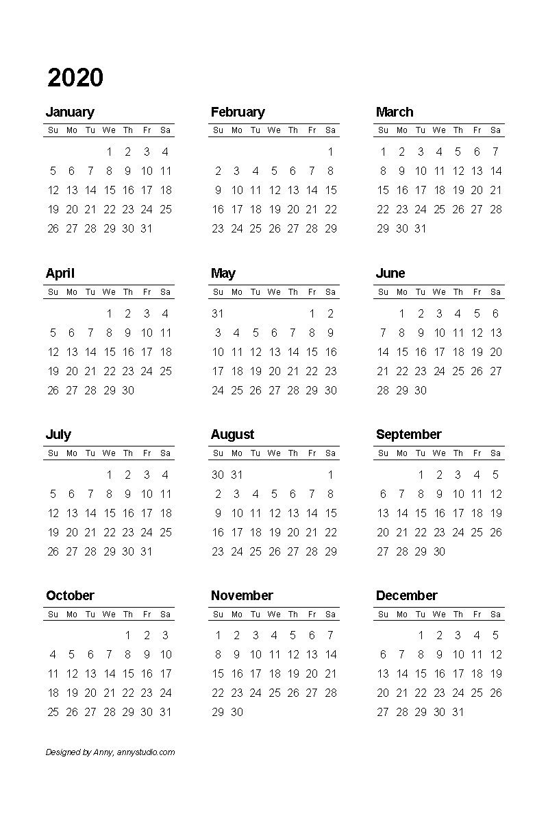 Printable Calendar Template 2020 – Pleasant To My Blog, On