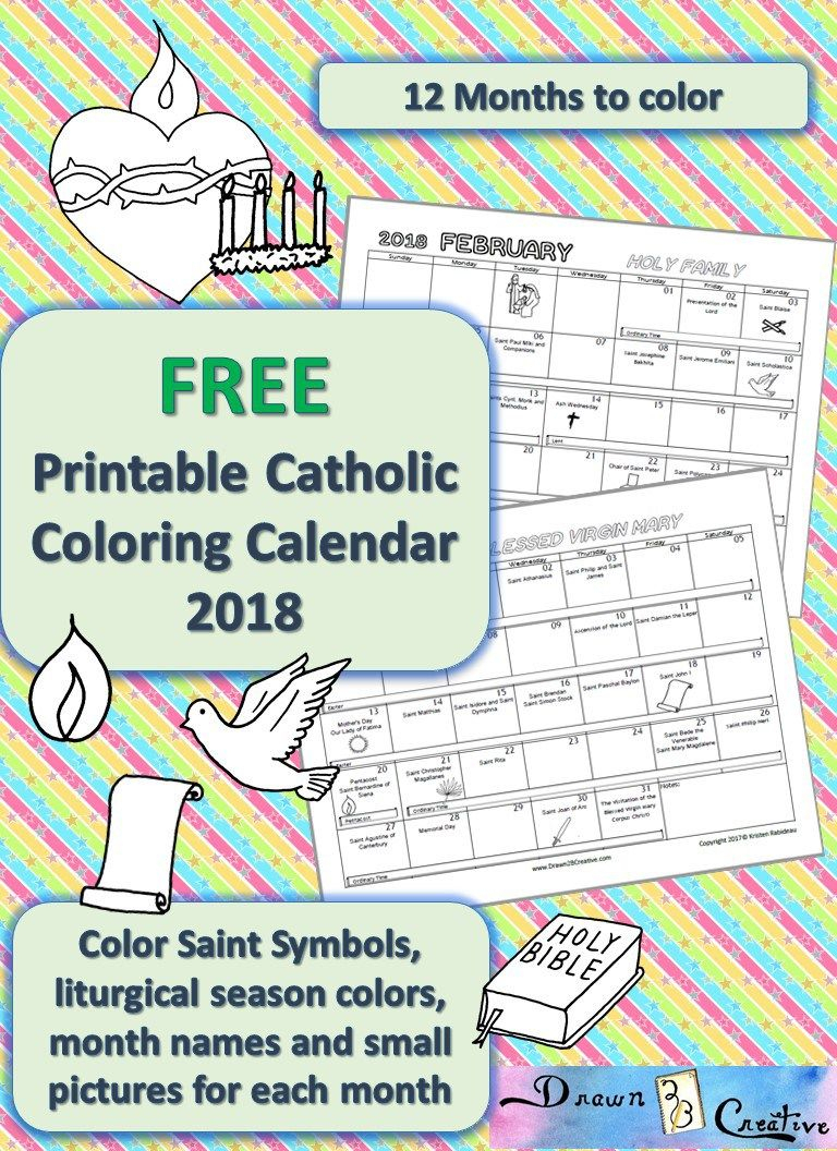 Printable Catholic Calendar To Color | Catholic Printables