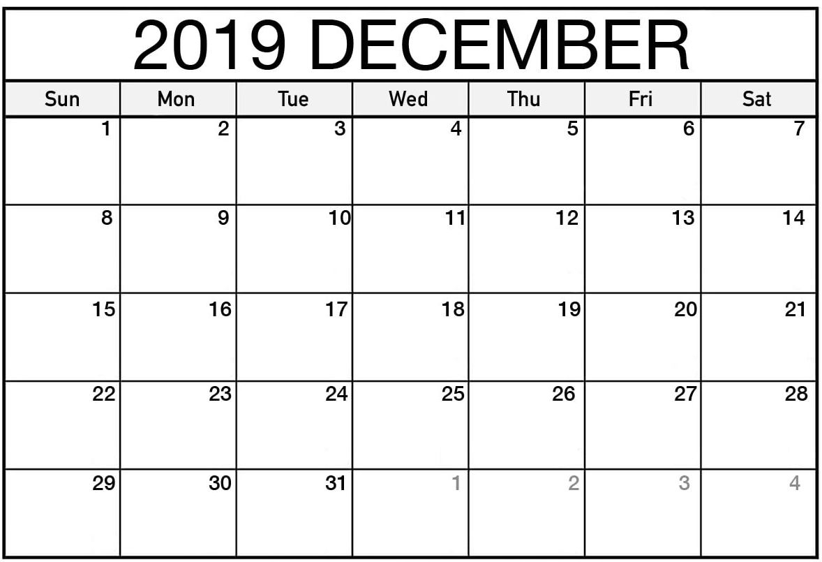 Printable December 2019 Calendar Word - 2019 Calendars For