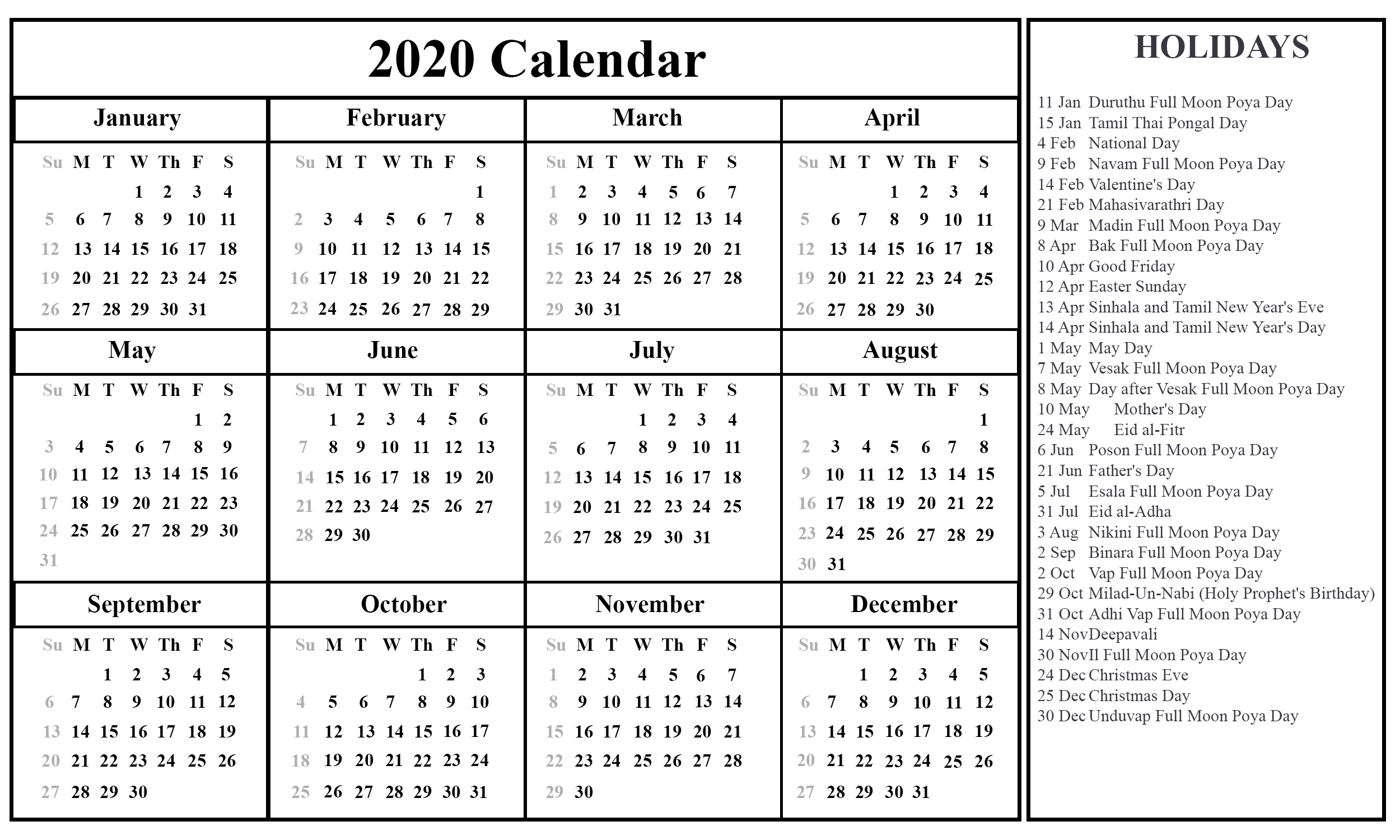 Printable September Calendar Template