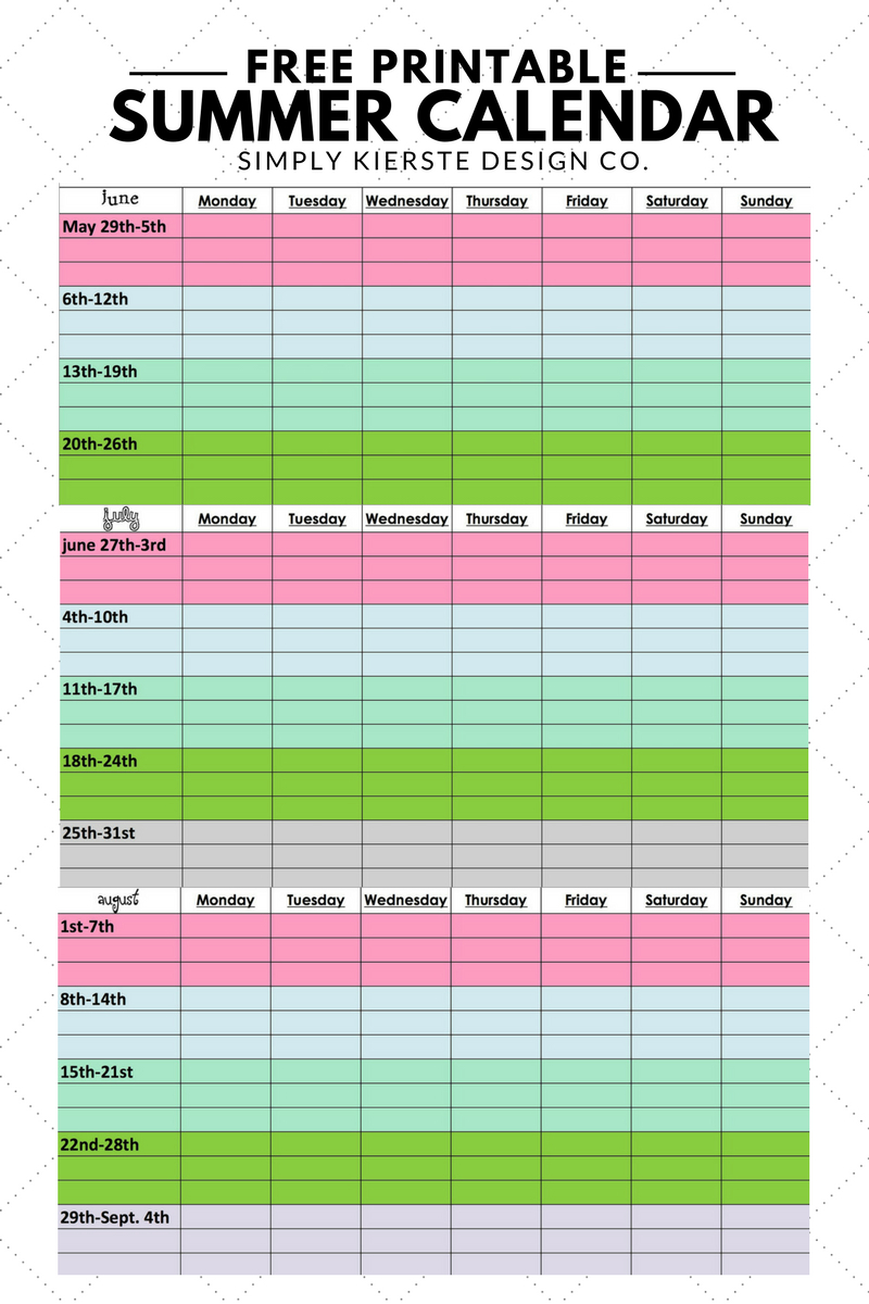 summer camp daily schedule template