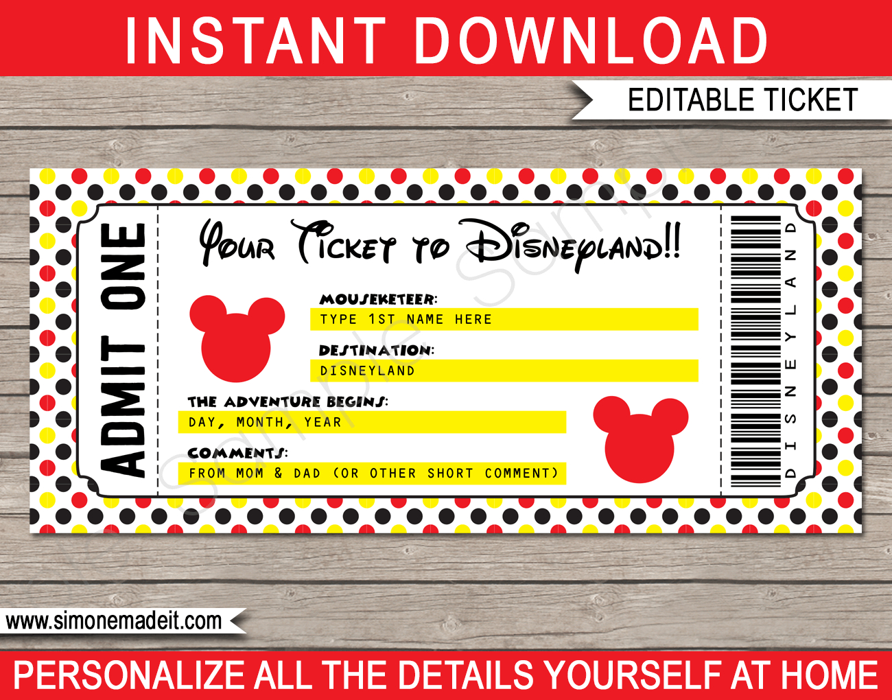 Free Printable Disneyland Itinerary Template