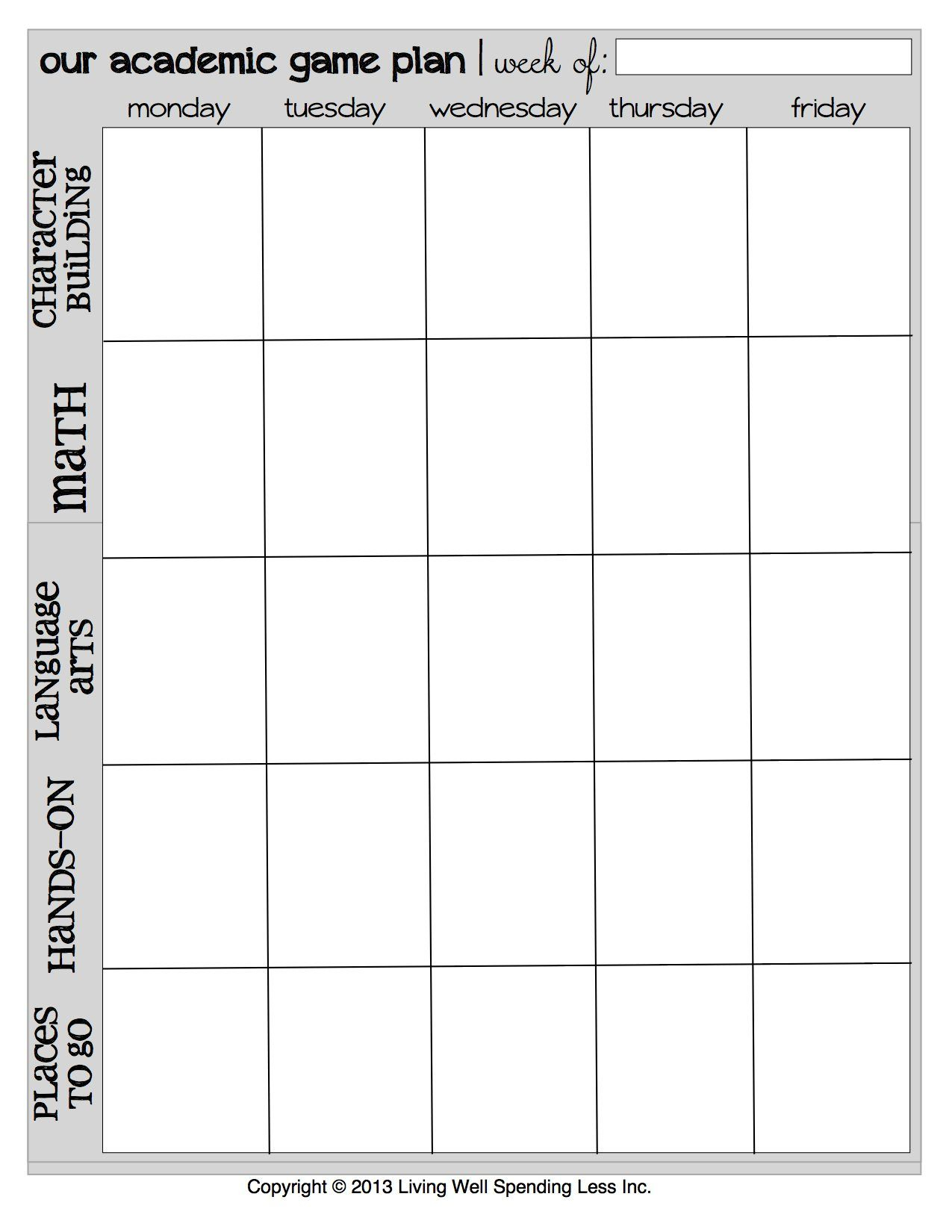 Printable Week Calendar | Free Printable Homeschool Planner